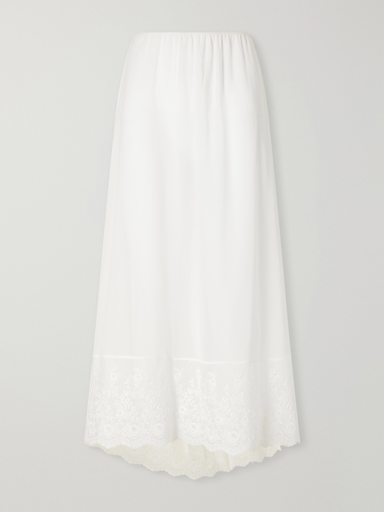 Magda Butrym Broderie Anglaise-trimmed Silk-crepe Midi-skirt In White
