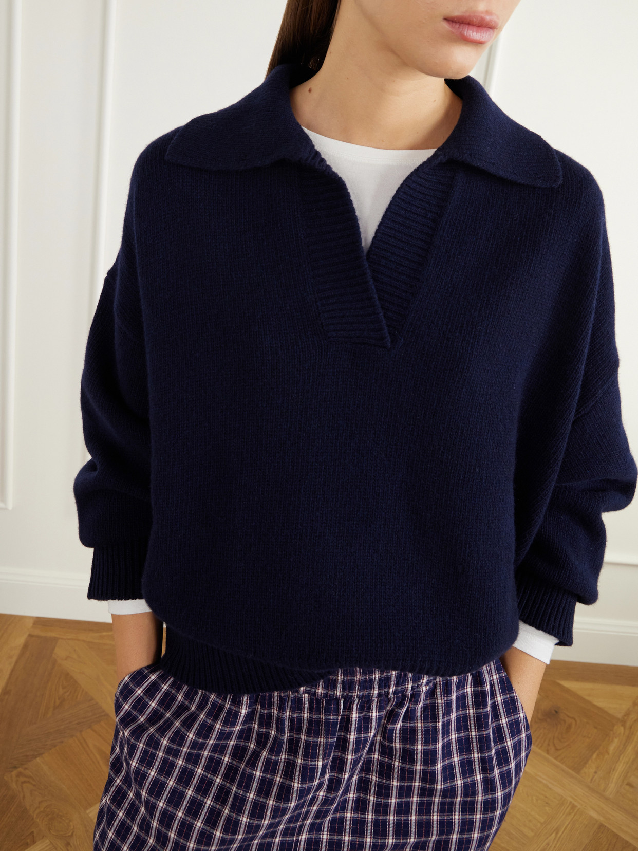 Dean Oversized Rib-Trimmed Merino Wool Polo Sweater