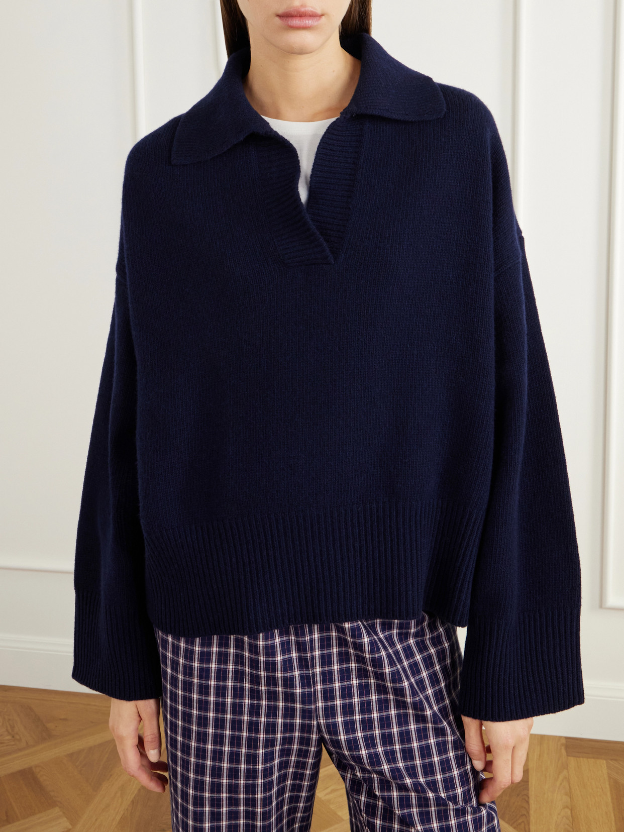 Dean Oversized Rib-Trimmed Merino Wool Polo Sweater