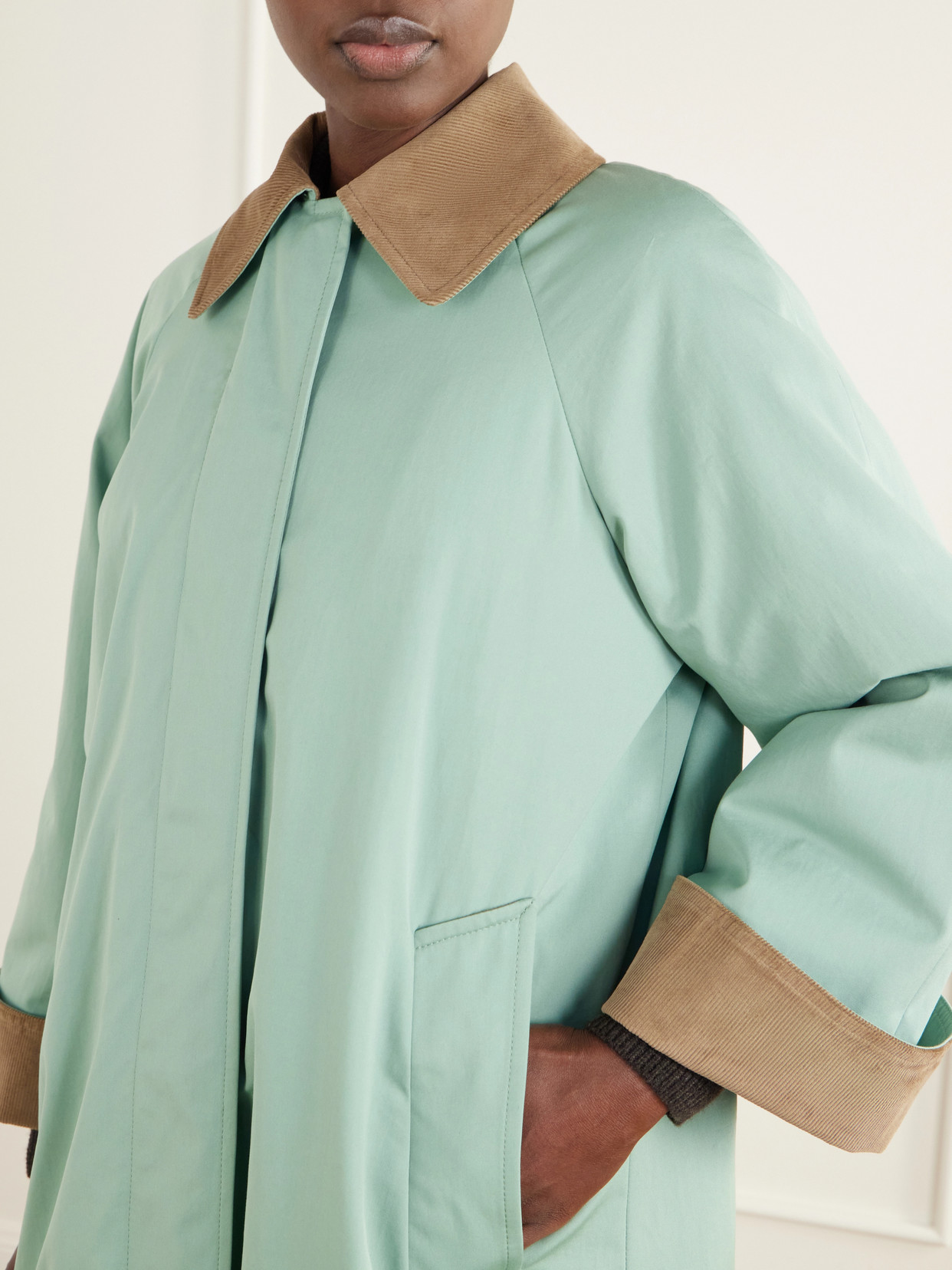 Gaby Corduroy-Trimmed Organic Cotton Coat