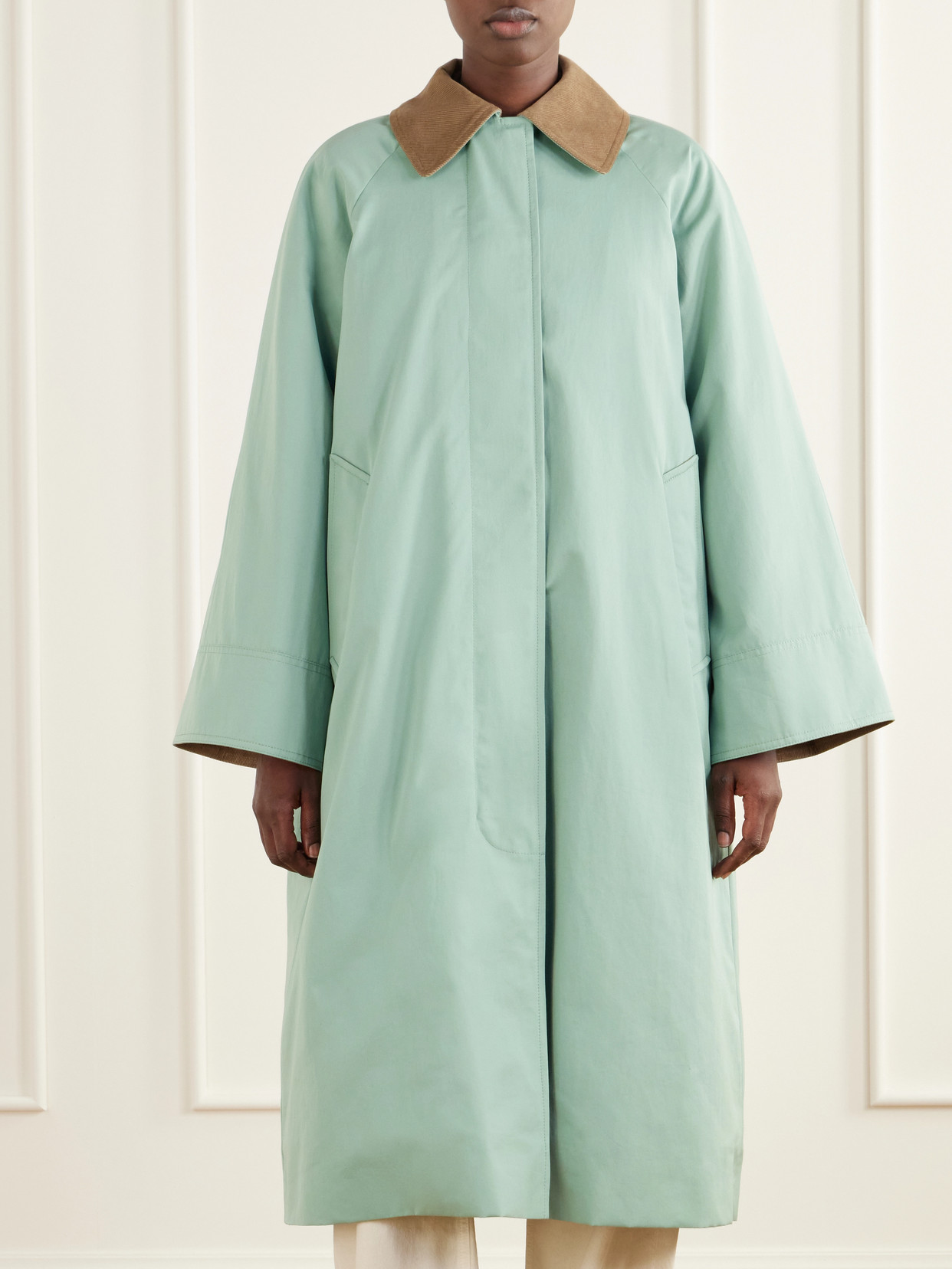 Gaby Corduroy-Trimmed Organic Cotton Coat