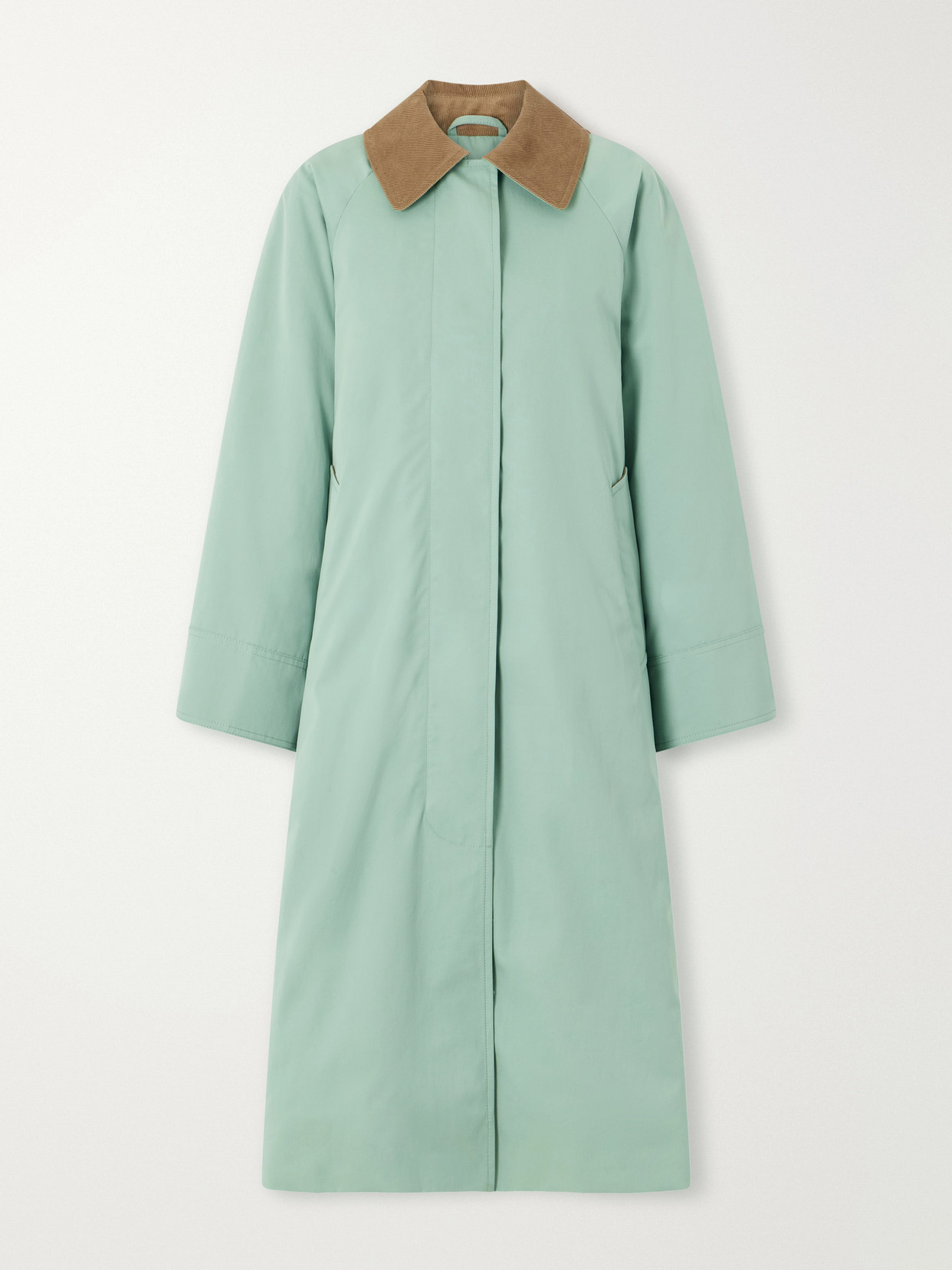 Skall Gaby Corduroy-trimmed Organic Cotton Coat In Green