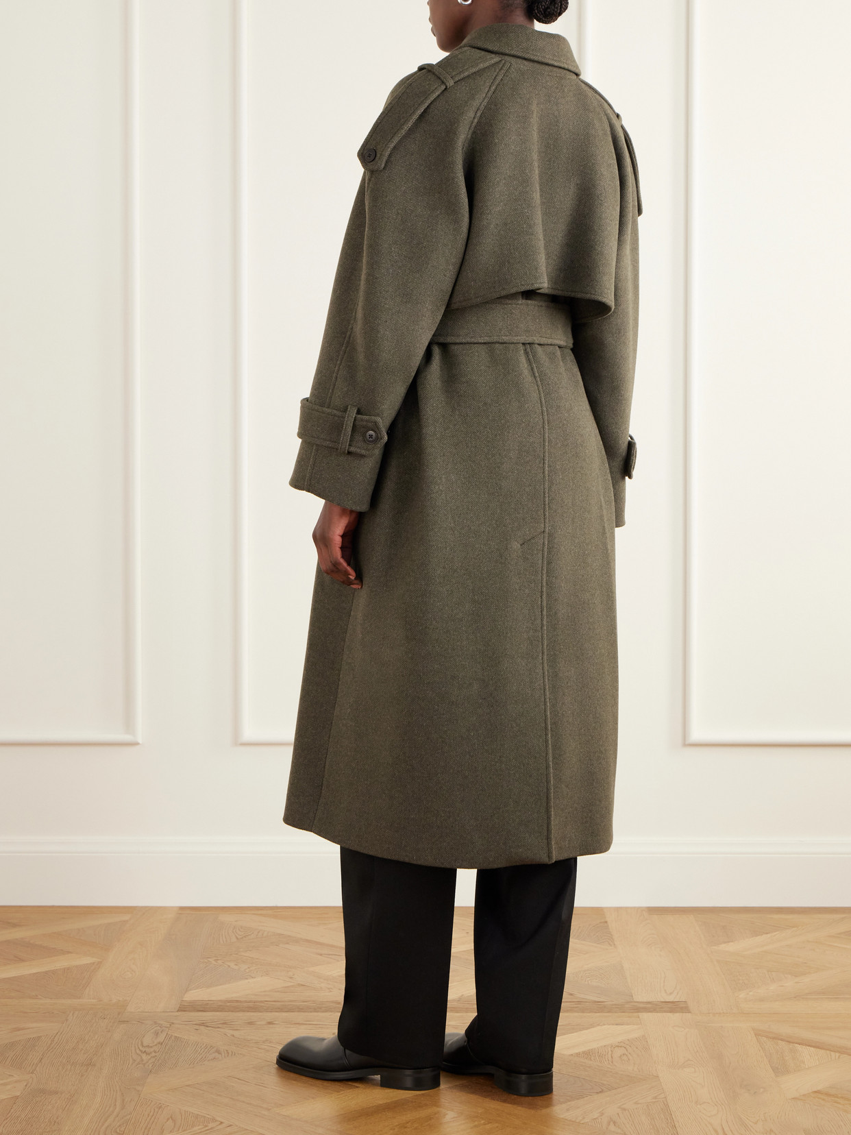 Manilla Belted Recycled-Wool Twill Coat