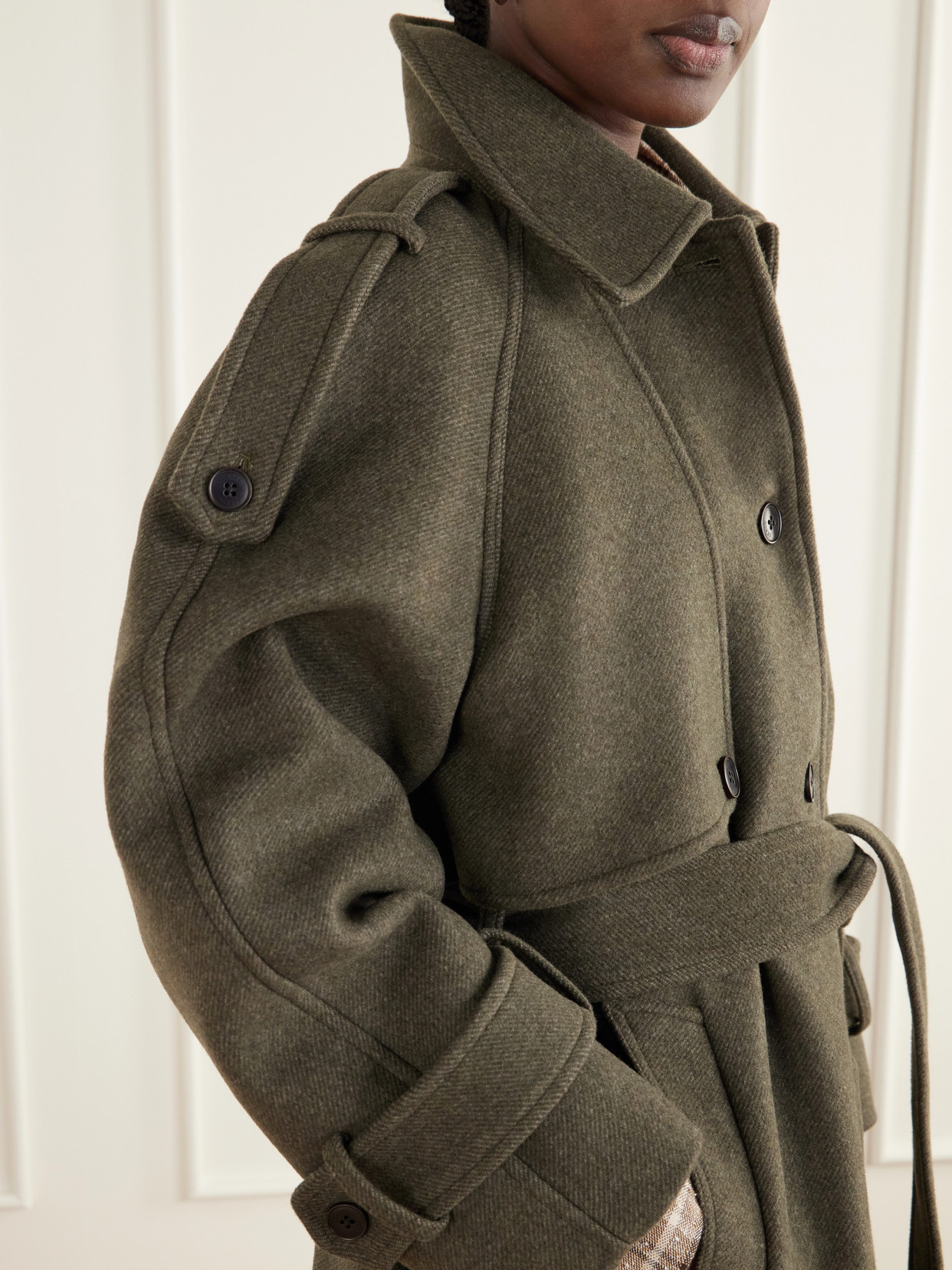 Manilla Belted Recycled-Wool Twill Coat