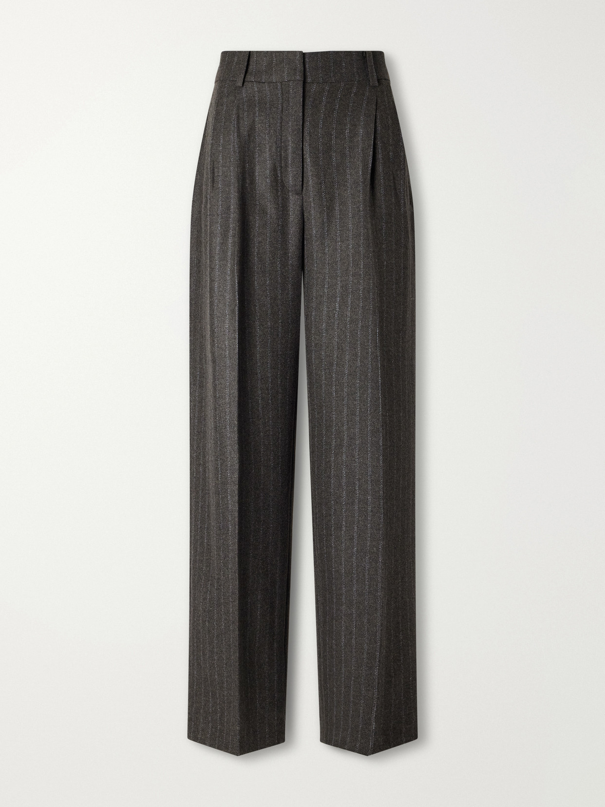 Skall Harry Pinstriped Recycled Wool-twill Straight-leg Pants In Black