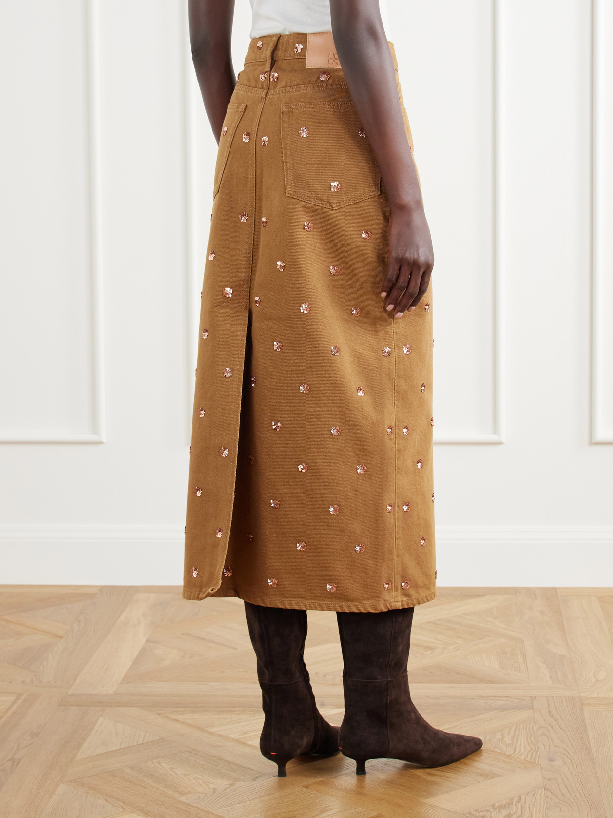 The Verona Sequin-Embellished Denim Midi