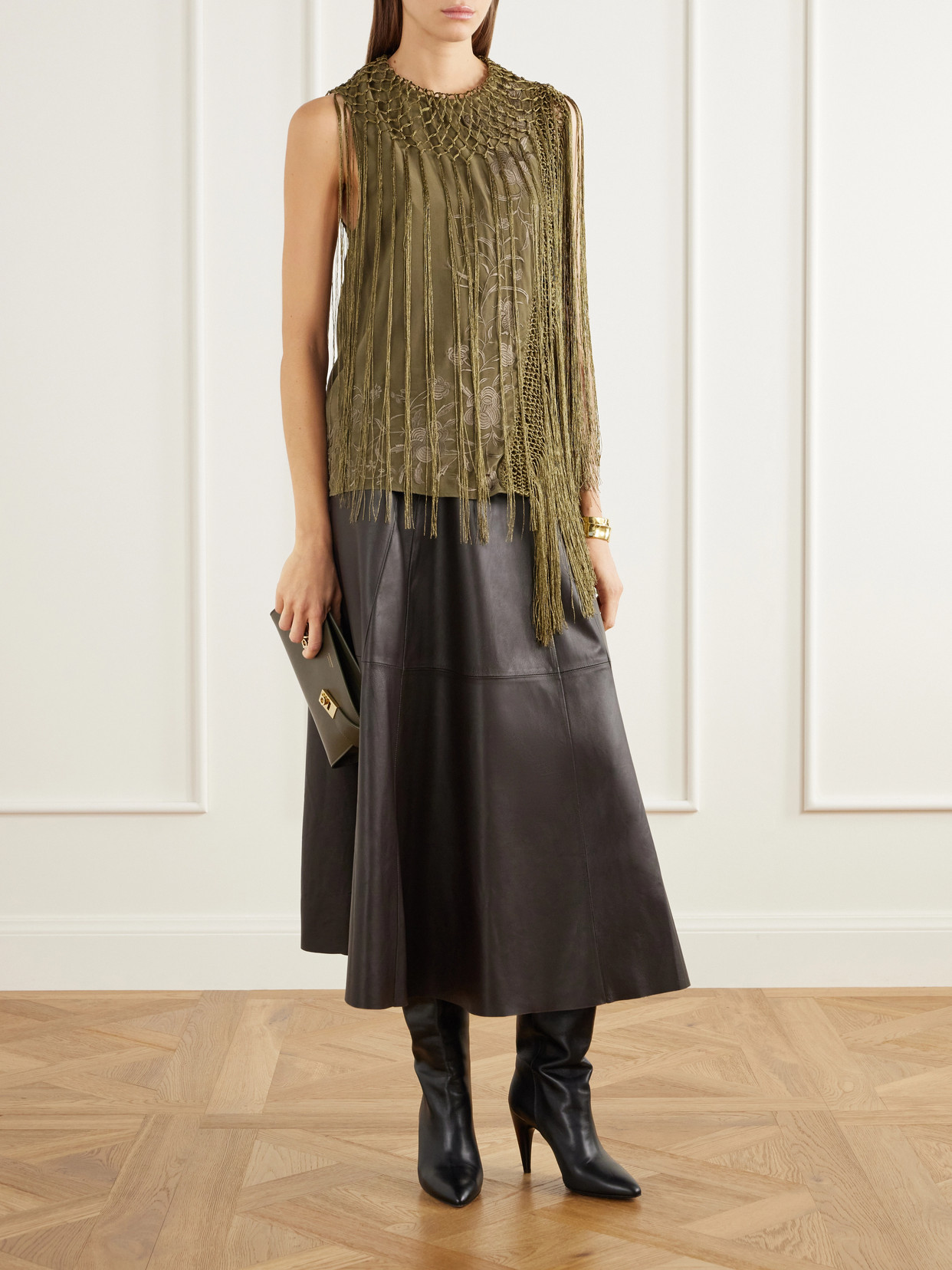 Willa Fringed Embroidered Silk-Crepe De Chine Blouse