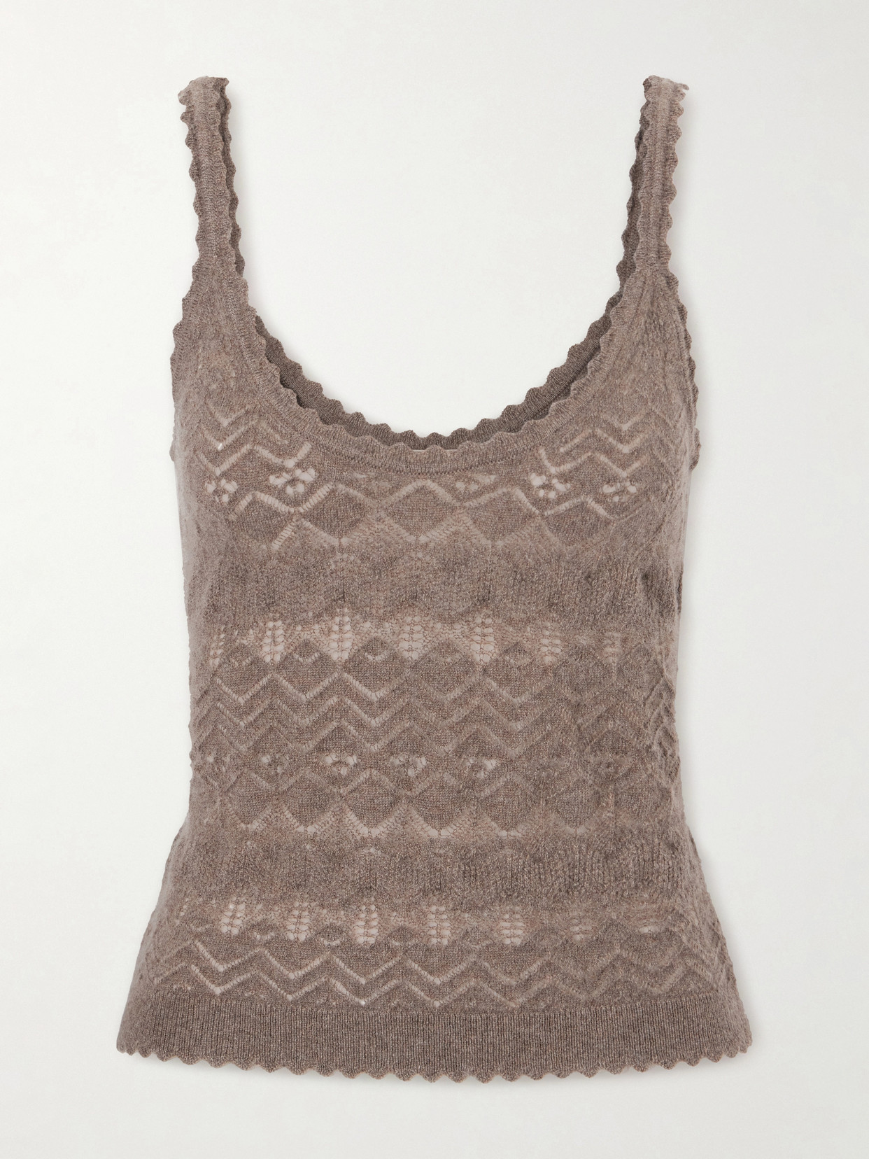 Brielle Scalloped Pointelle-Knit Cashmere Tank