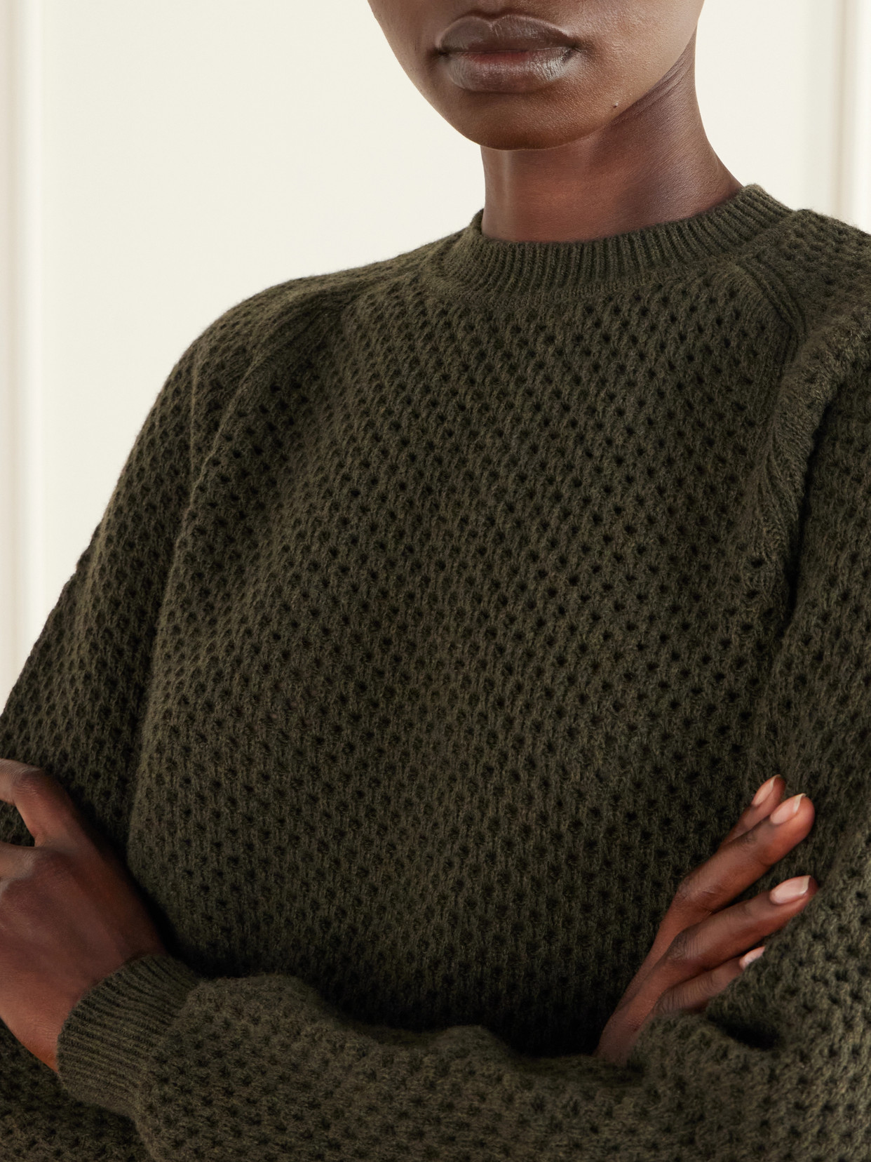 Ronan Cropped Open-Knit Sweater