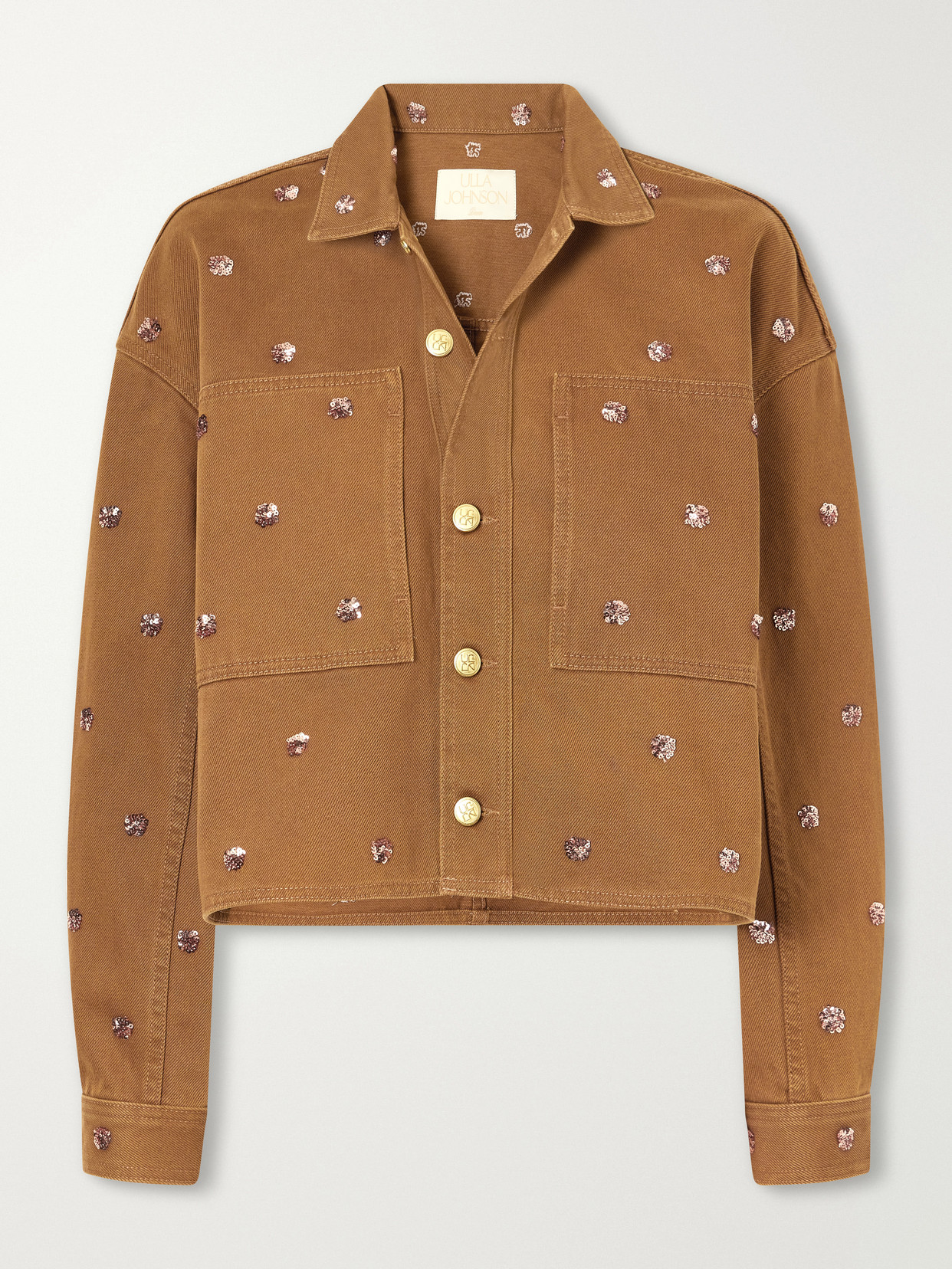 The Bobbi Cropped Sequin-Embellished Denim Jacket