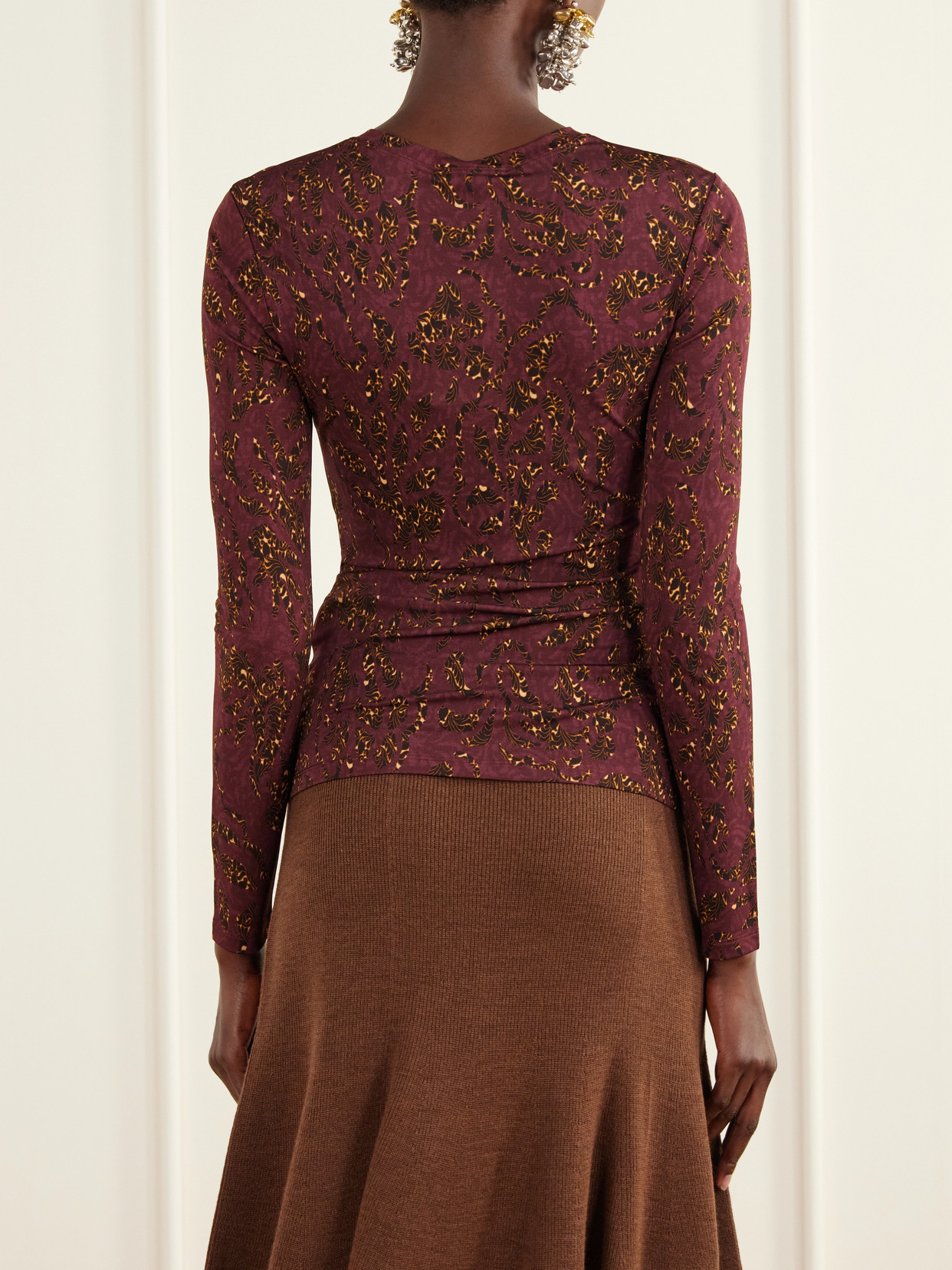 Asha Ruched Floral-Print Jersey Top