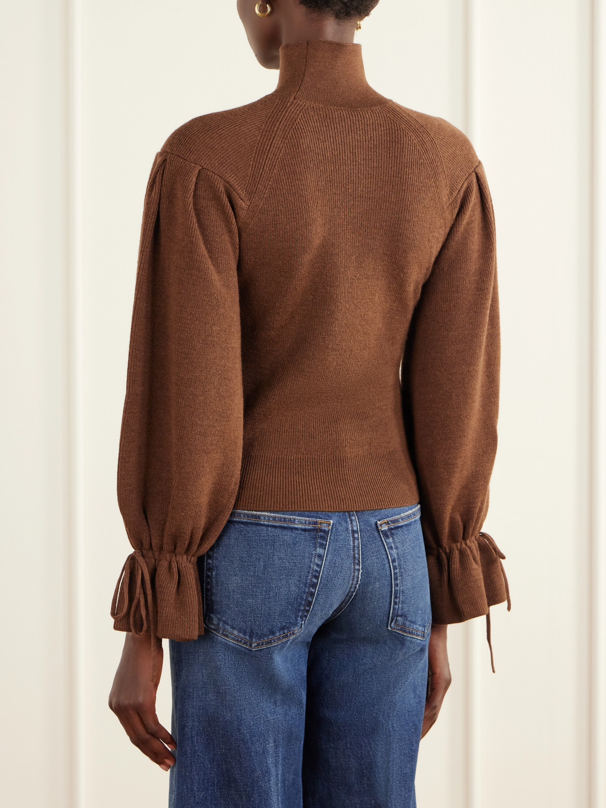 Camille Ruffled Ribbed-Knit Merino Wool Turtleneck Sweater