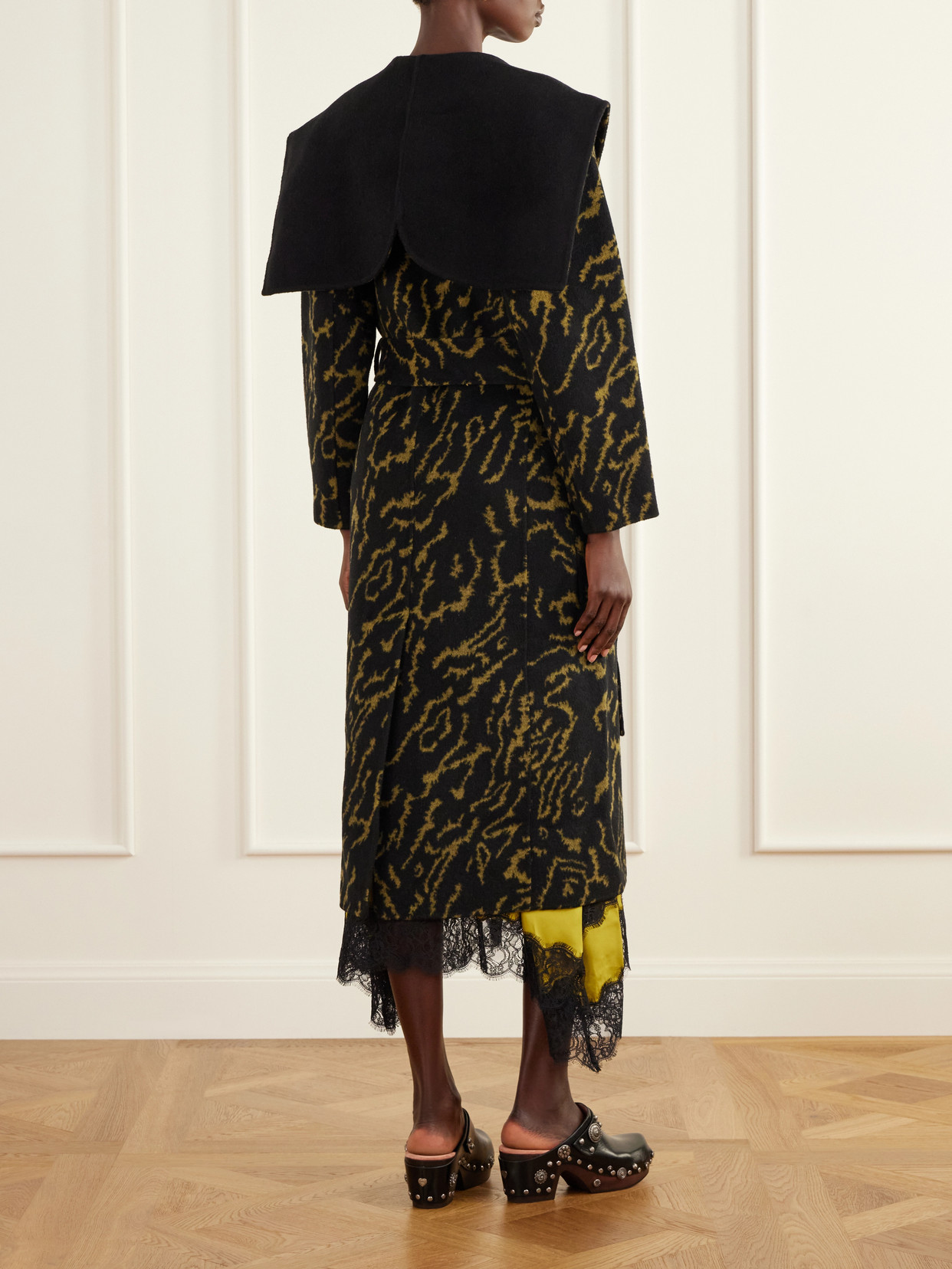 Rory Double-Breasted Belted Jacquard-Knit Wool And Cashmere-Blend Coat