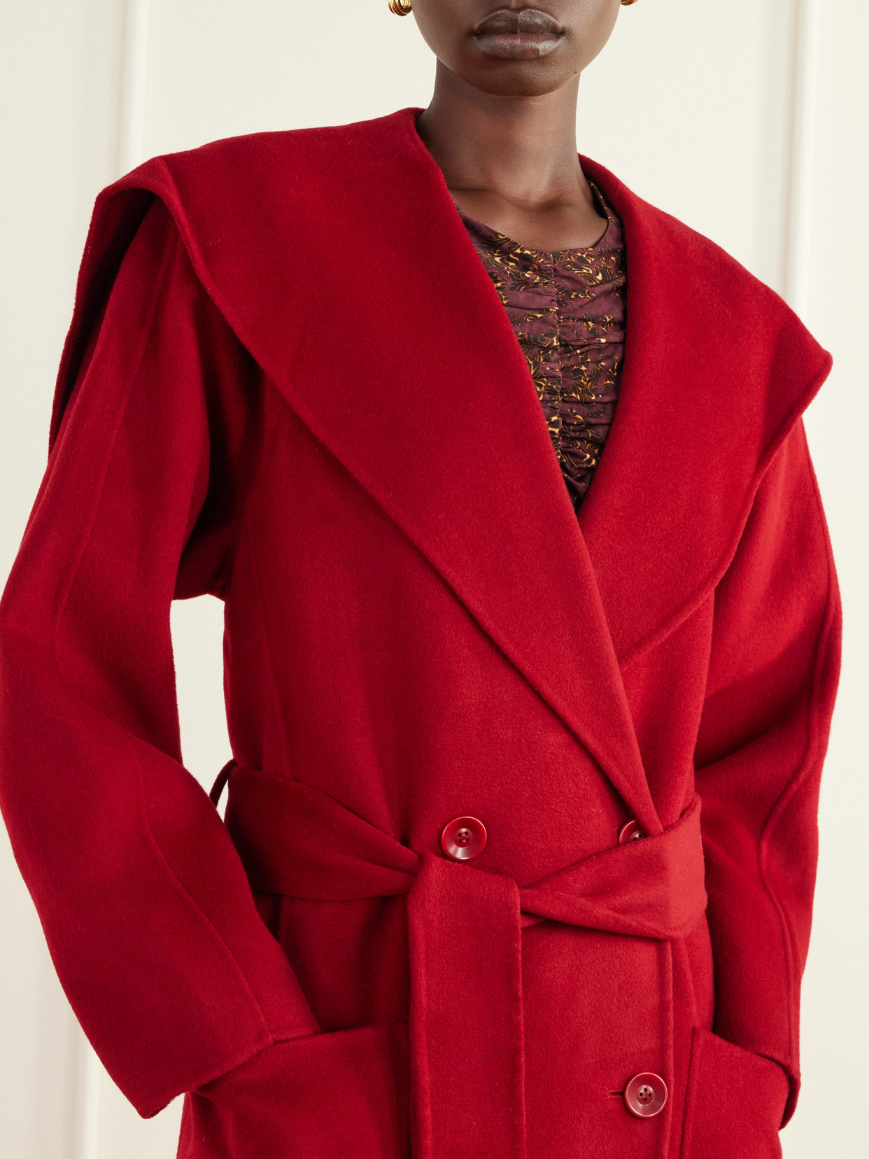 Rory Double-Breasted Belted Brushed Wool And Cashmere-Blend Coat