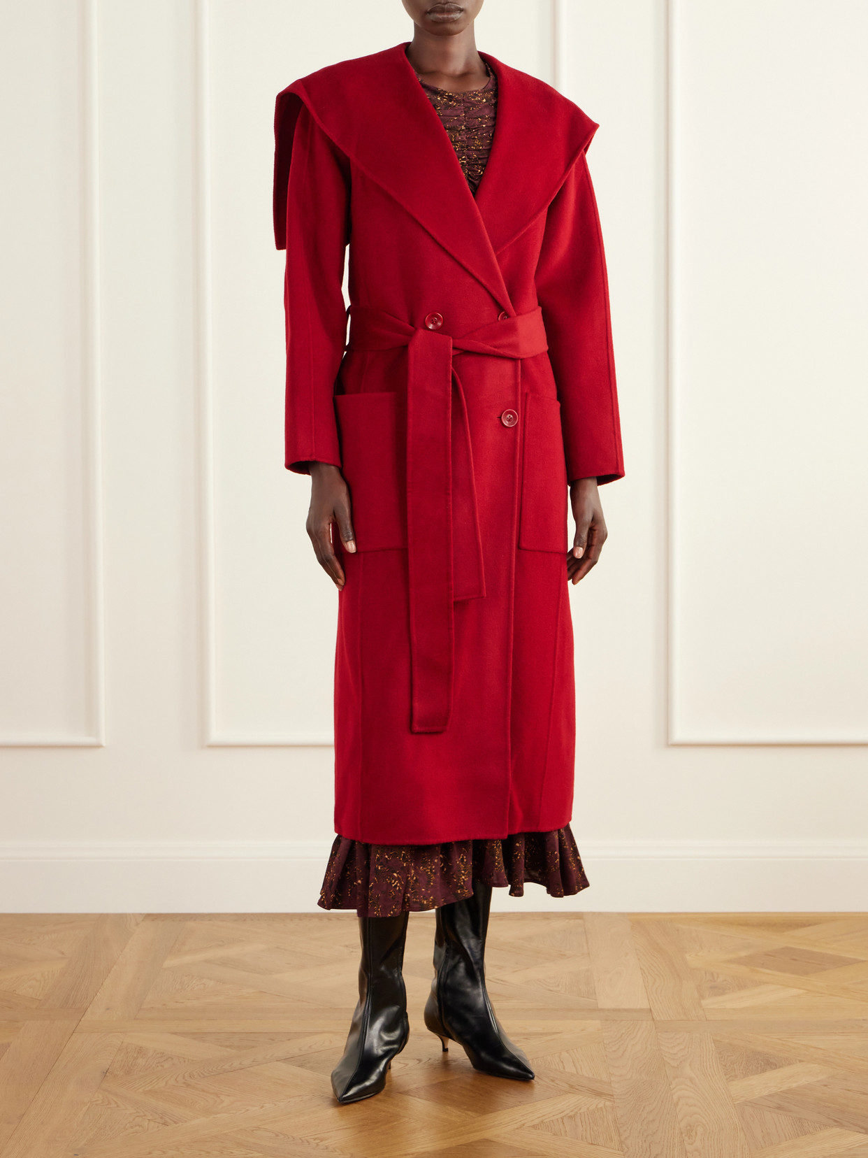 Rory Double-Breasted Belted Brushed Wool And Cashmere-Blend Coat