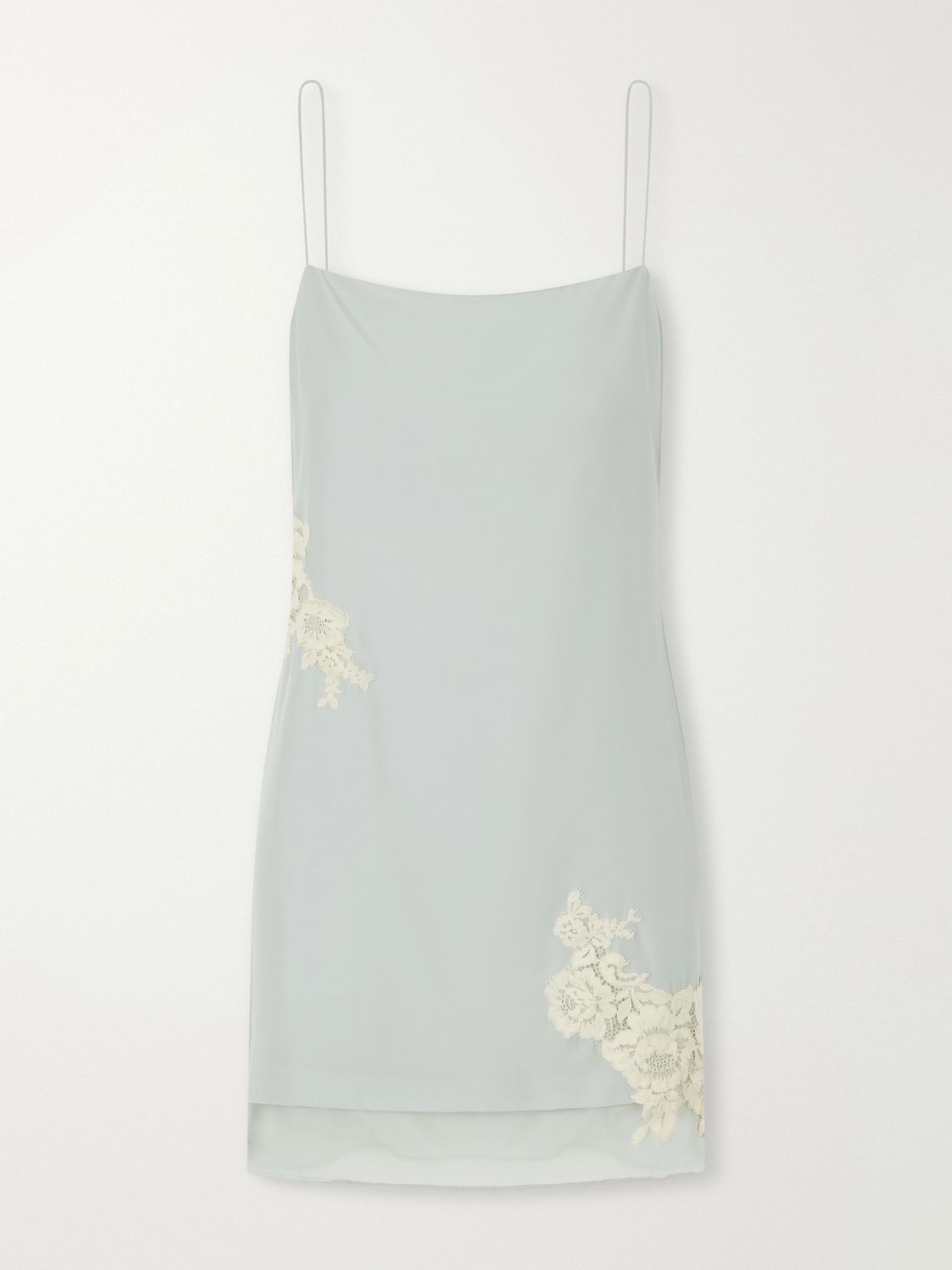 Noria lace-trimmed silk crepe de chine mini dress