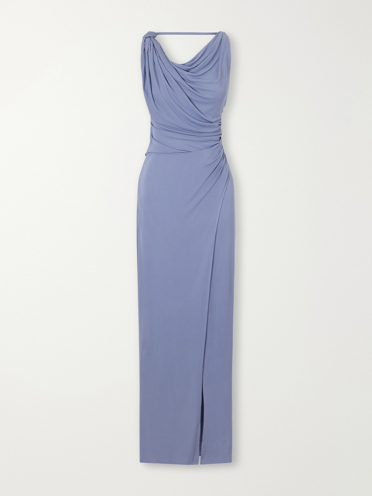 Sir Olenna Draped Ruched Crepe Gown In Blue