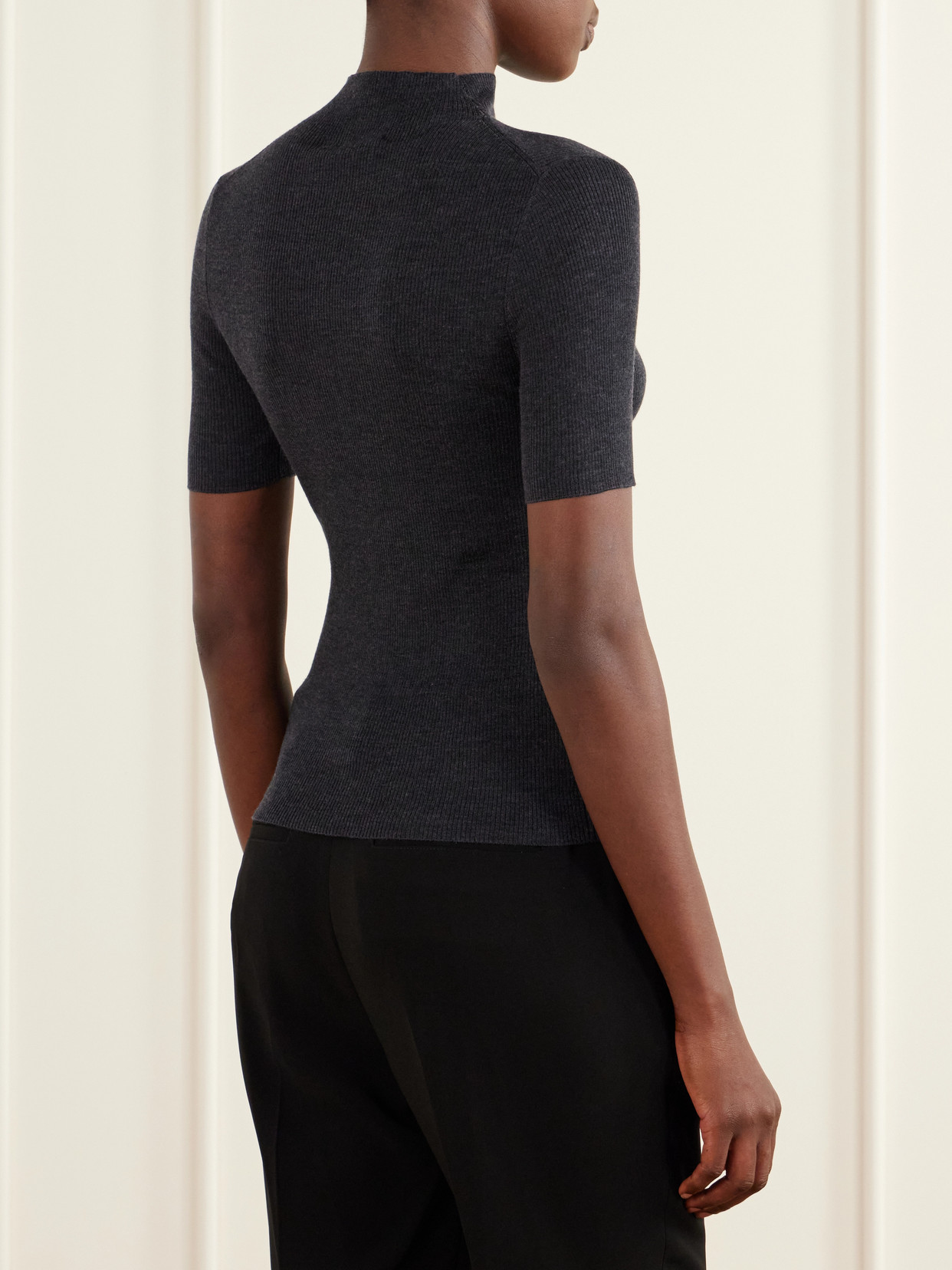 Leenda Ribbed Merino Wool Turtleneck Sweater