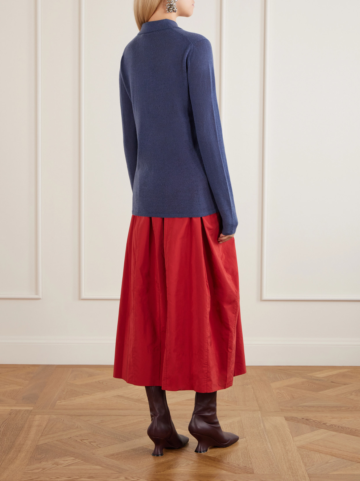 Wool-Blend Knit Polo Sweater