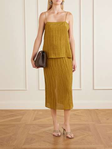 tibi yellow pleated dress Tibi Edwardian Silk Dress