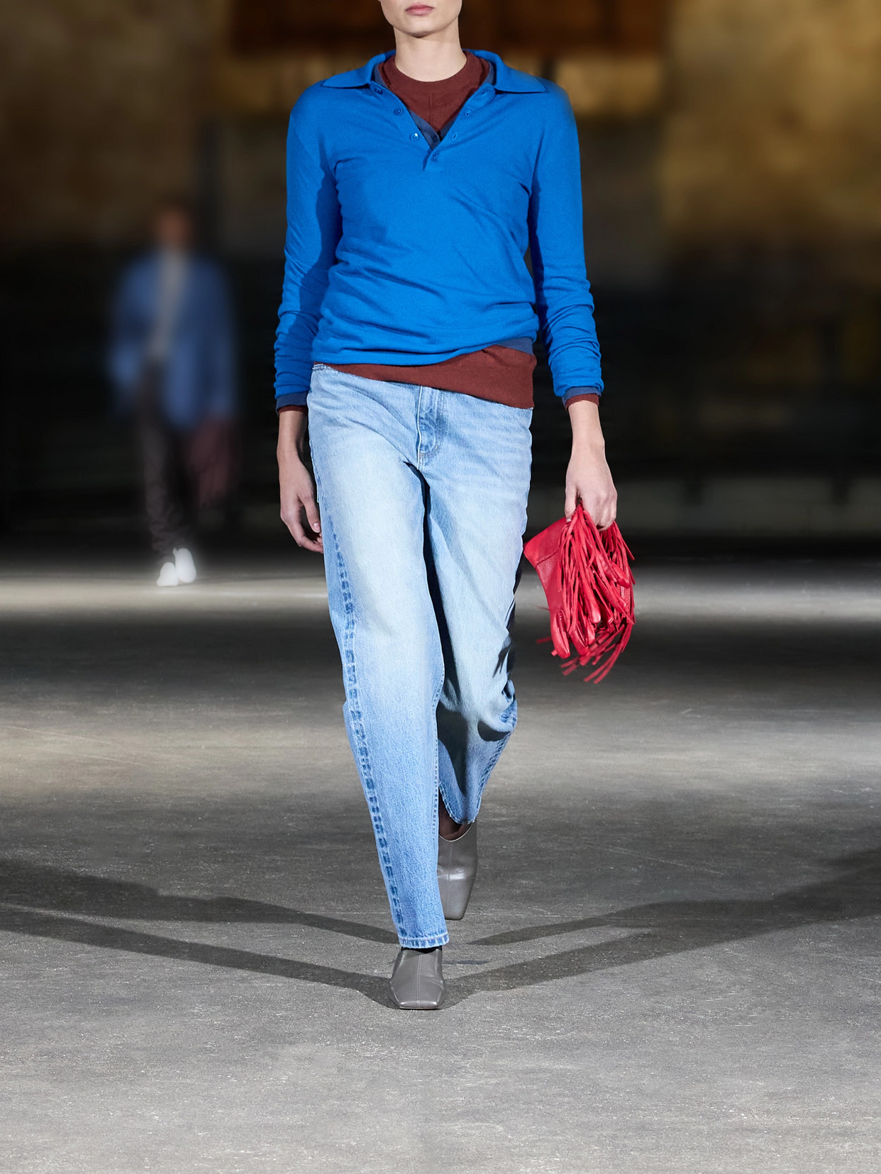 Wool-Blend Knit Polo Sweater