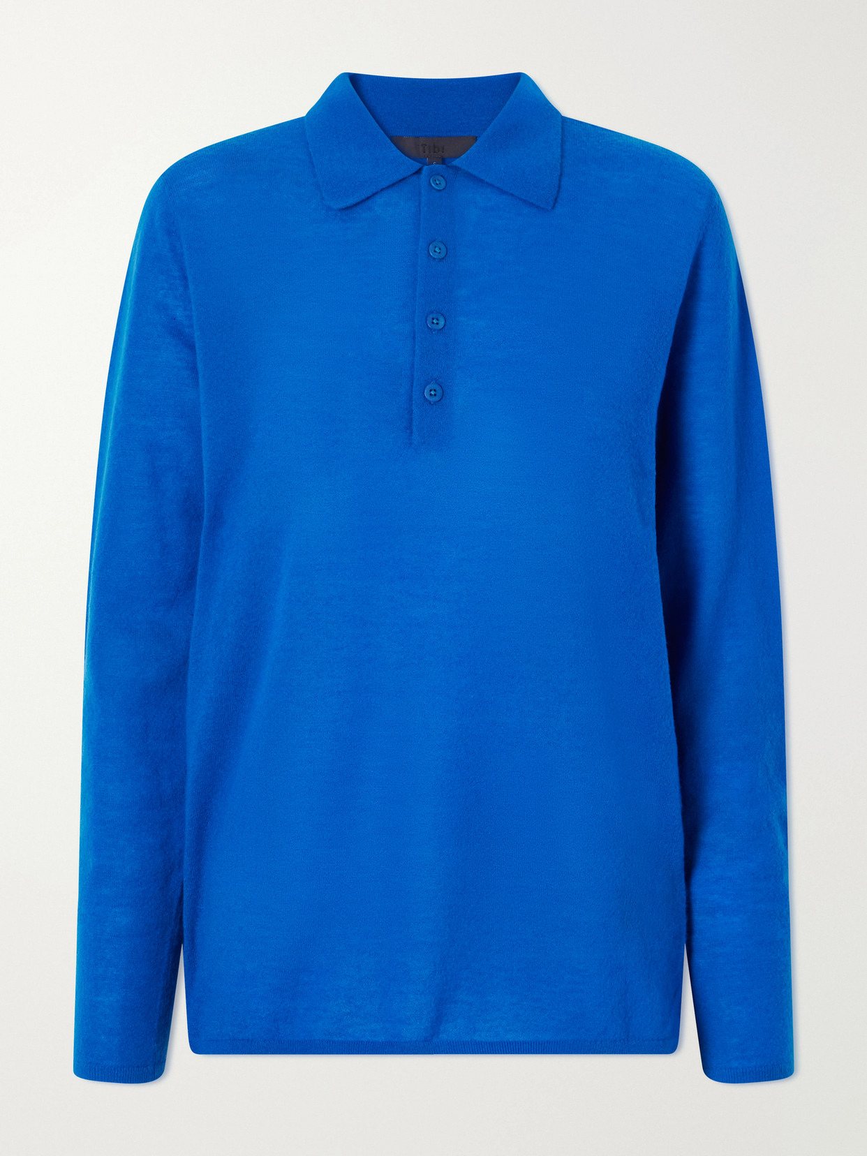 Tibi Wool-blend Knit Polo Sweater In Blue