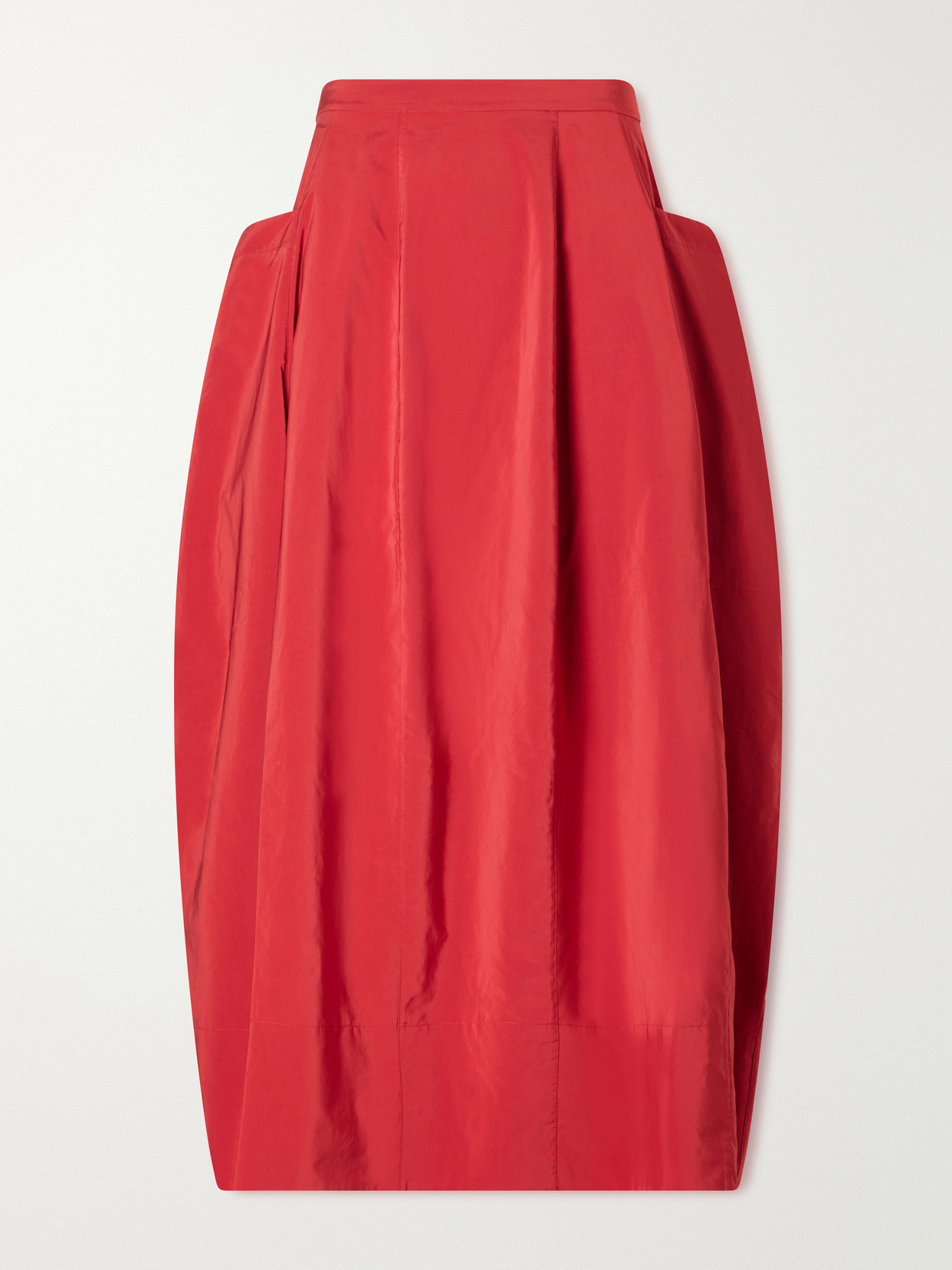 Tibi Lantern Paneled Shell Skirt In Red