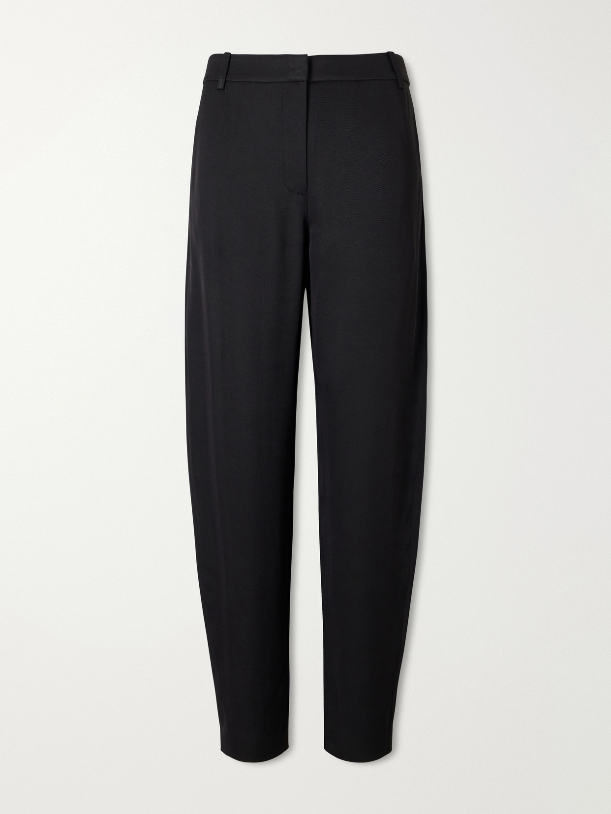 Tibi Grace Satin-twill Tapered Pants In Black