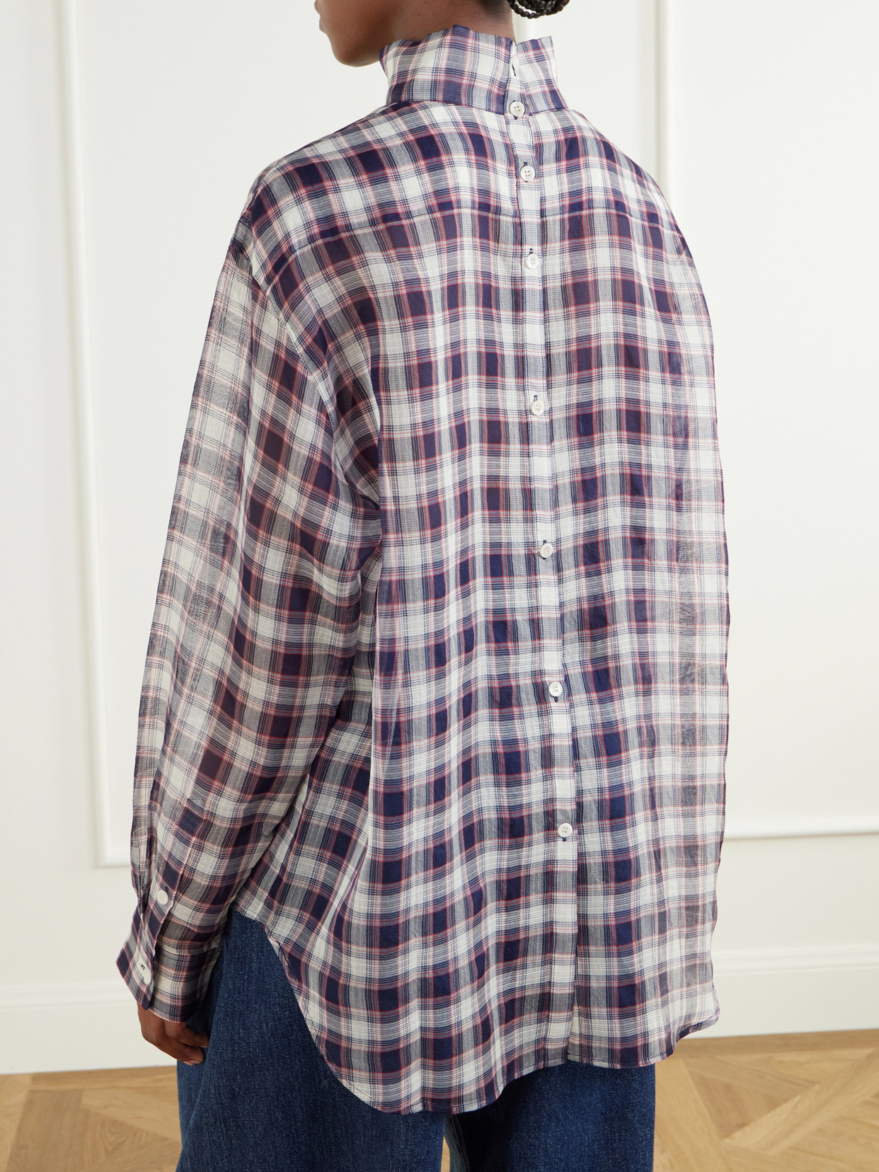 Reversable Checked Cotton And Silk-Blend Shirt