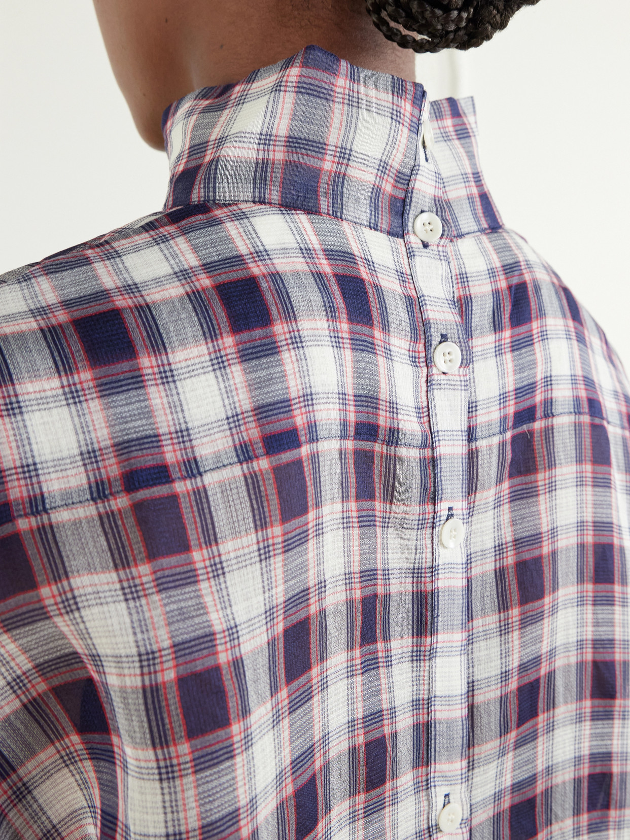 Reversable Checked Cotton And Silk-Blend Shirt