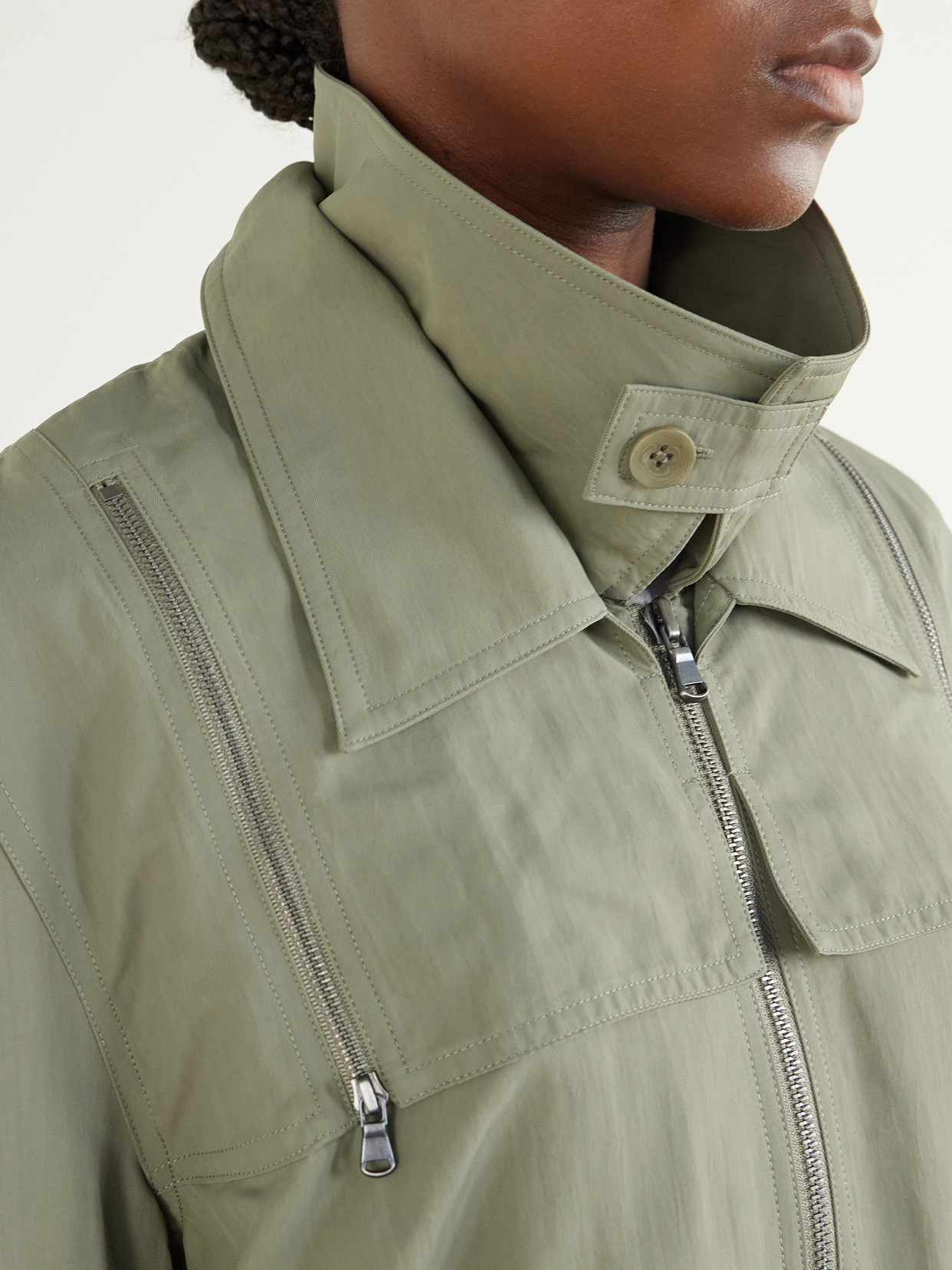 Tibi Cropped Shell Jacket In Green