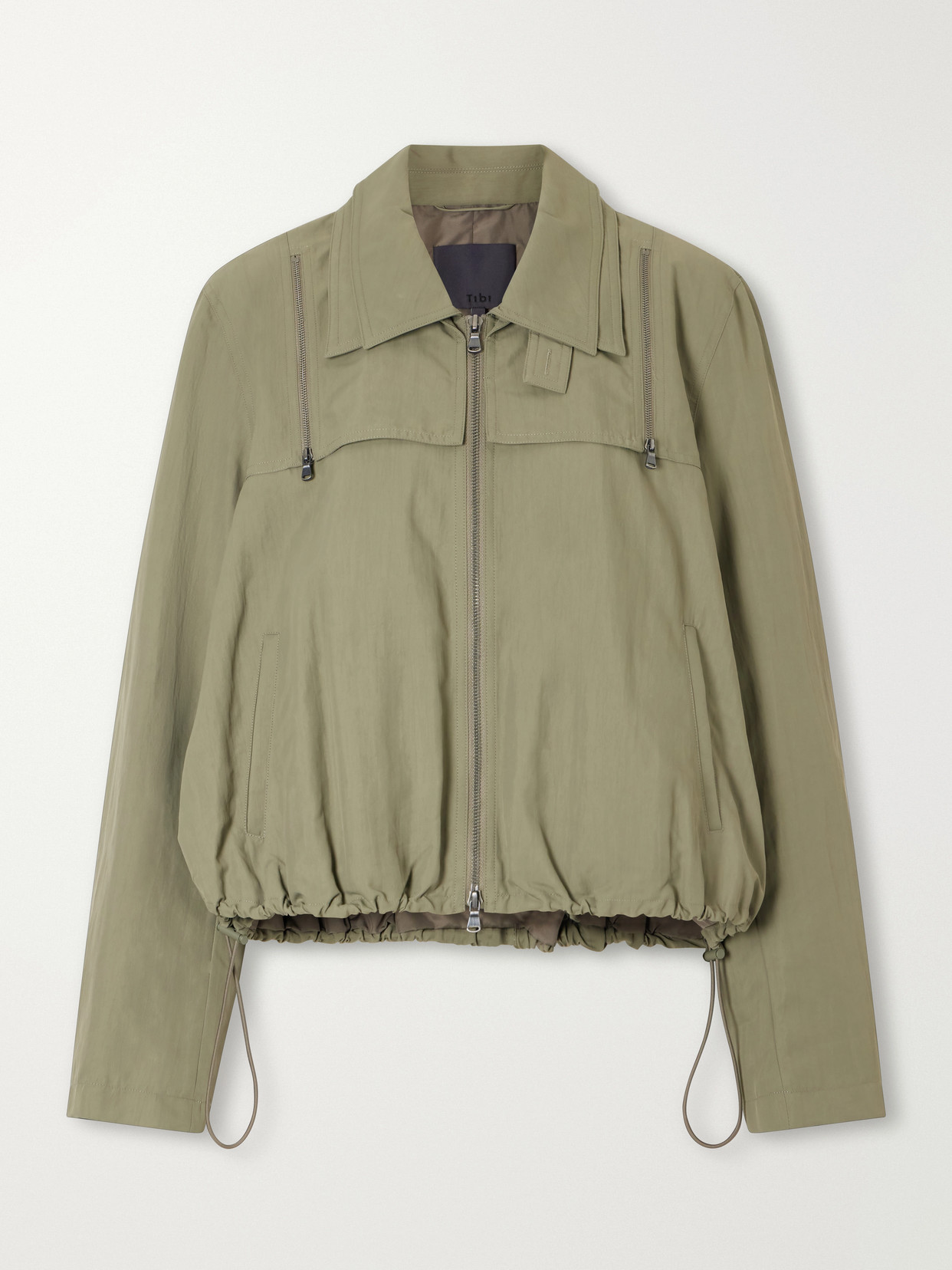 Tibi Cropped Shell Jacket In Green