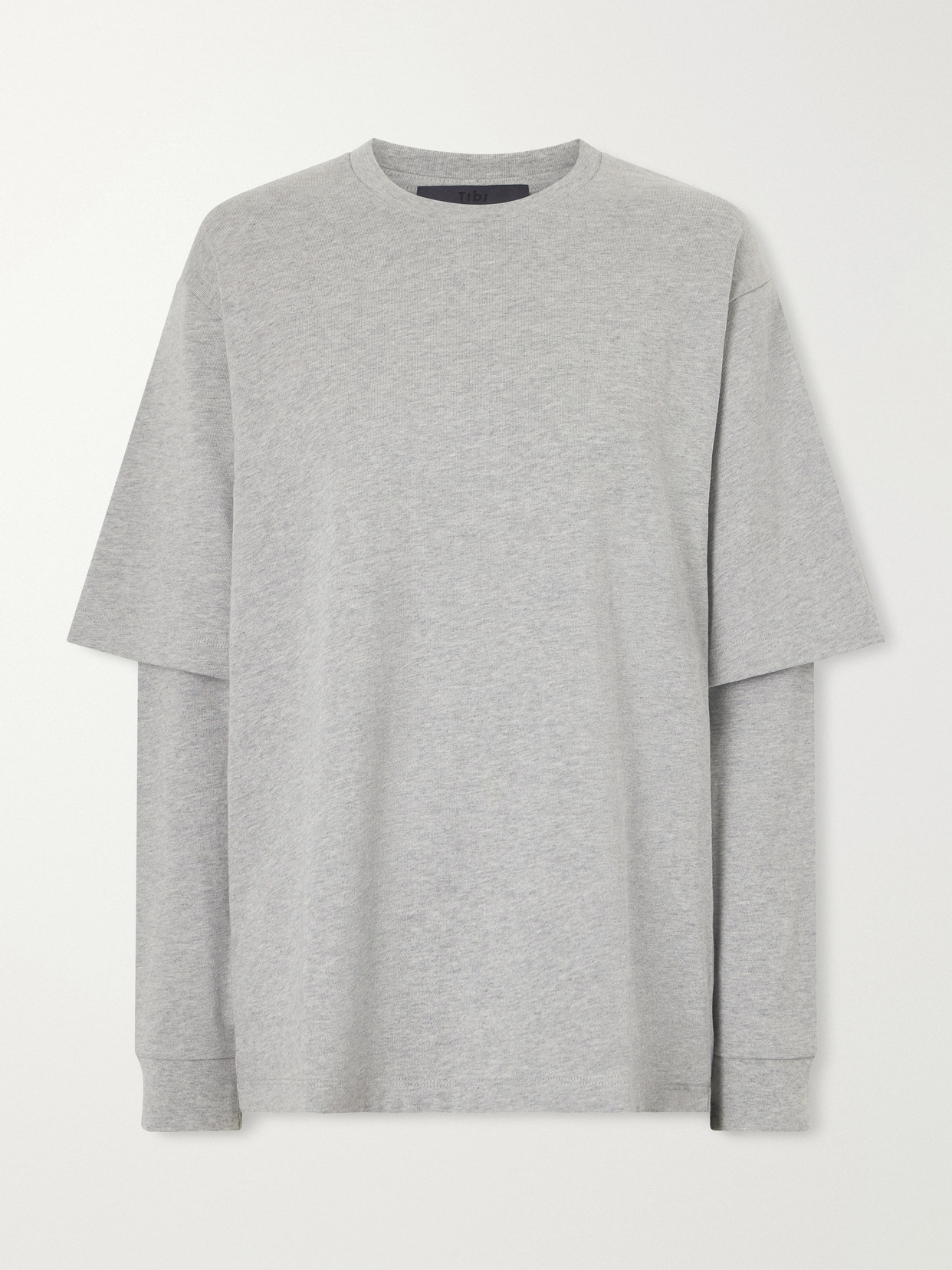 Tibi Perfect T Layered Cotton-jersey T-shirt In Gray