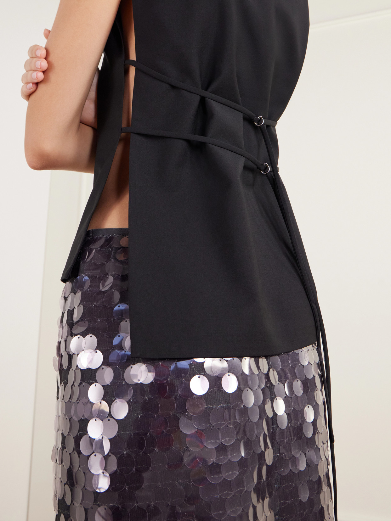 Tie-Detailed Crepe Top