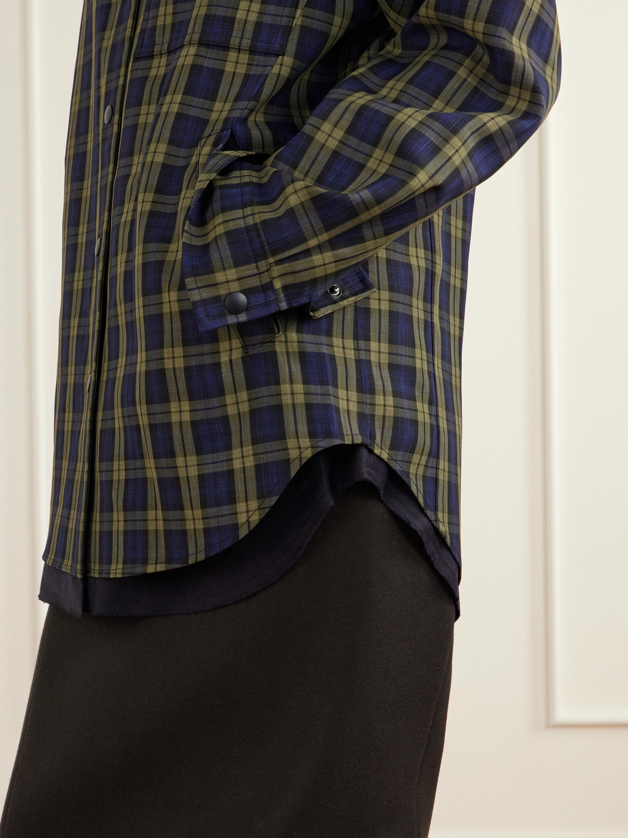 Tibi Checked Shirt Jacket In Black