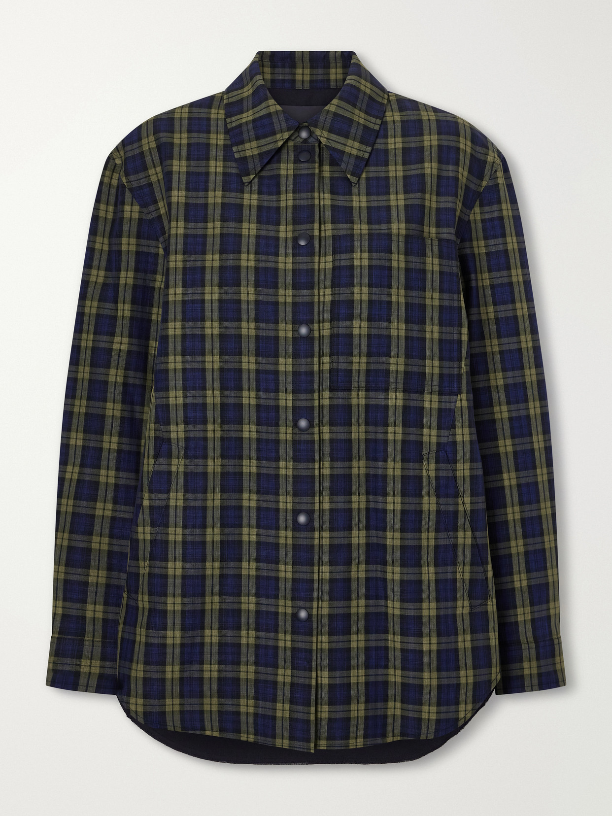 Tibi Checked Shirt Jacket In Black