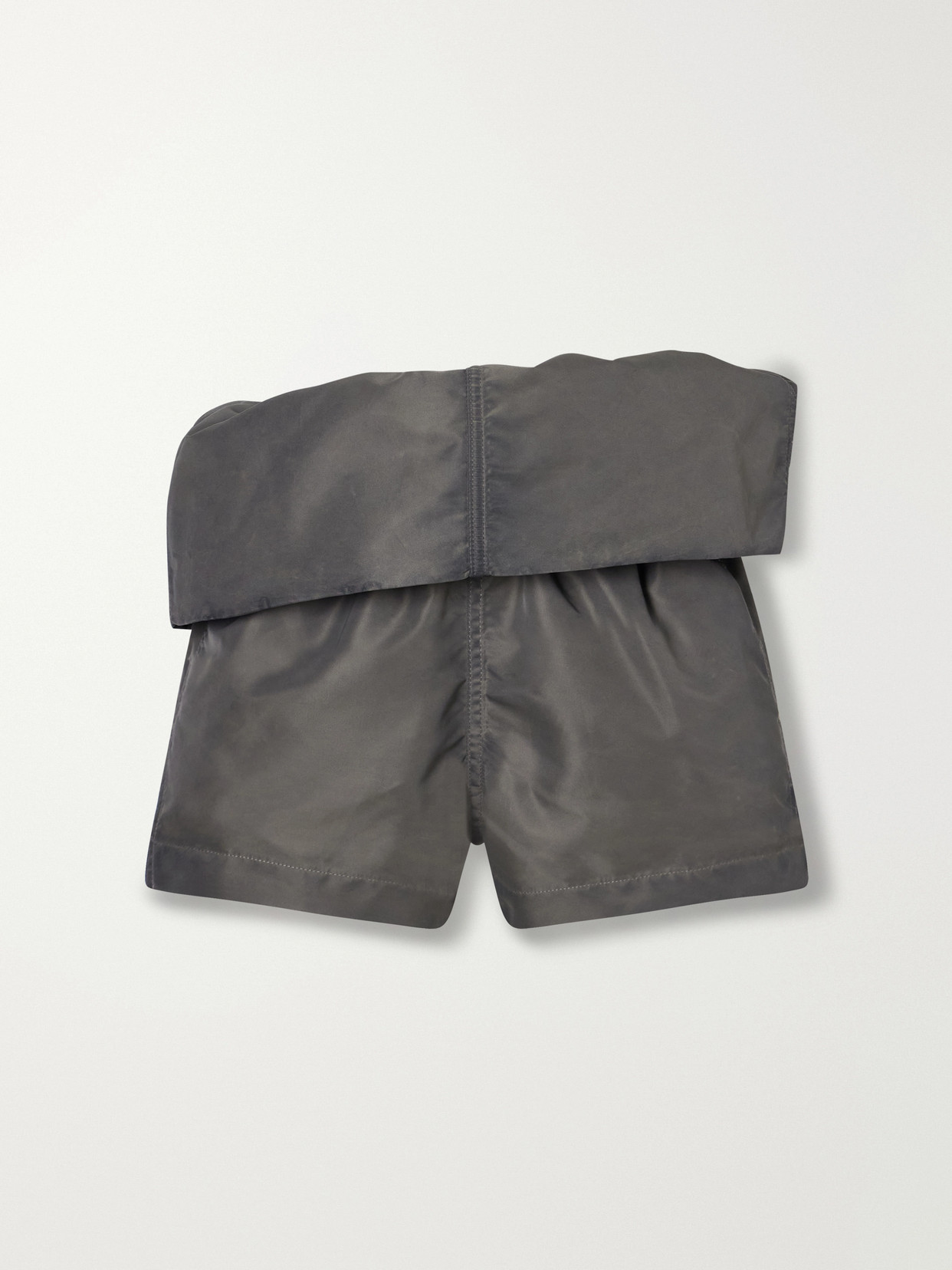 Rick Owens Crater Sculptural Washed Satin Shorts In Gray