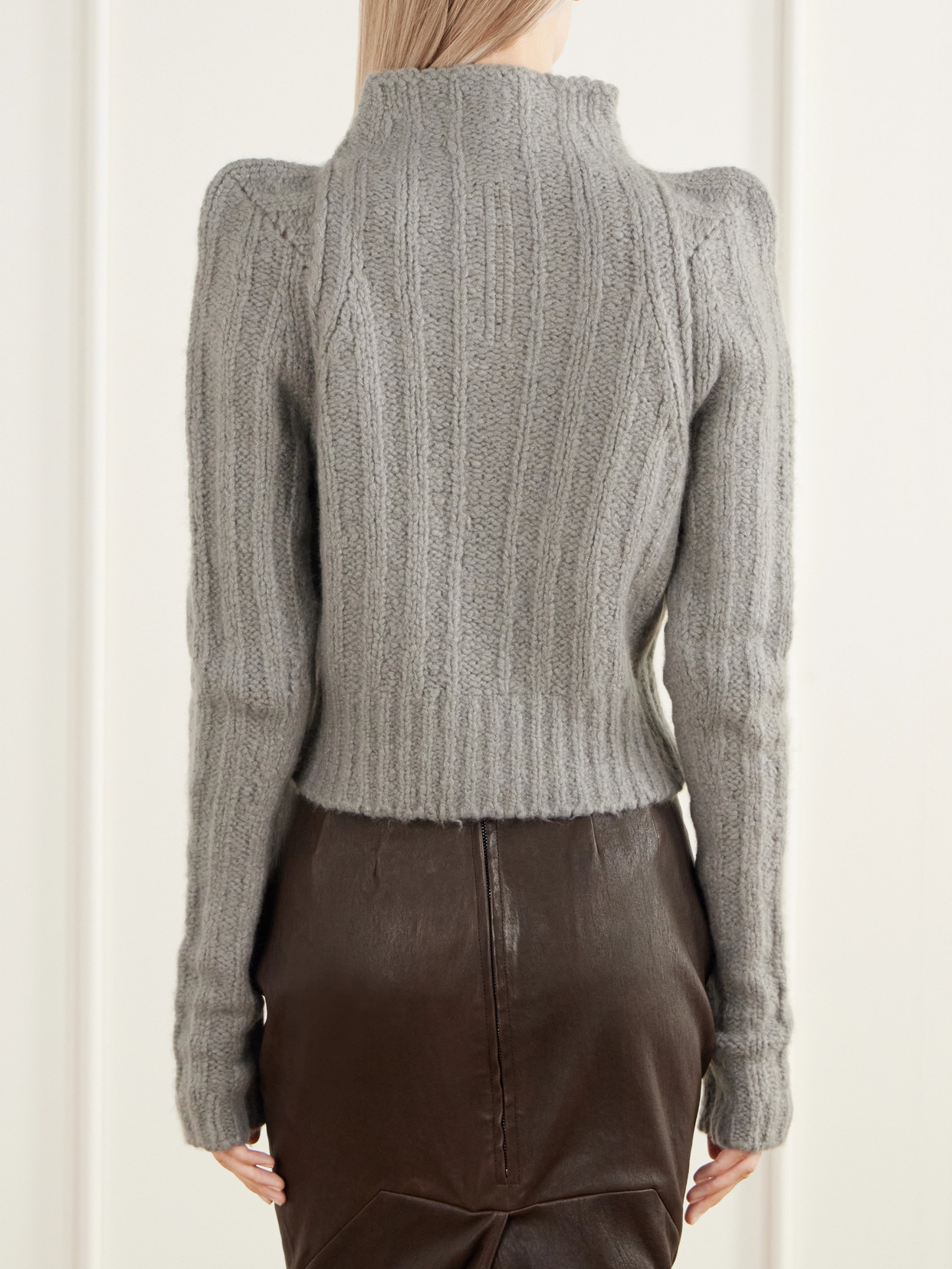 Cropped Ribbed Cashmere And Silk-Blend Turtleneck Sweater