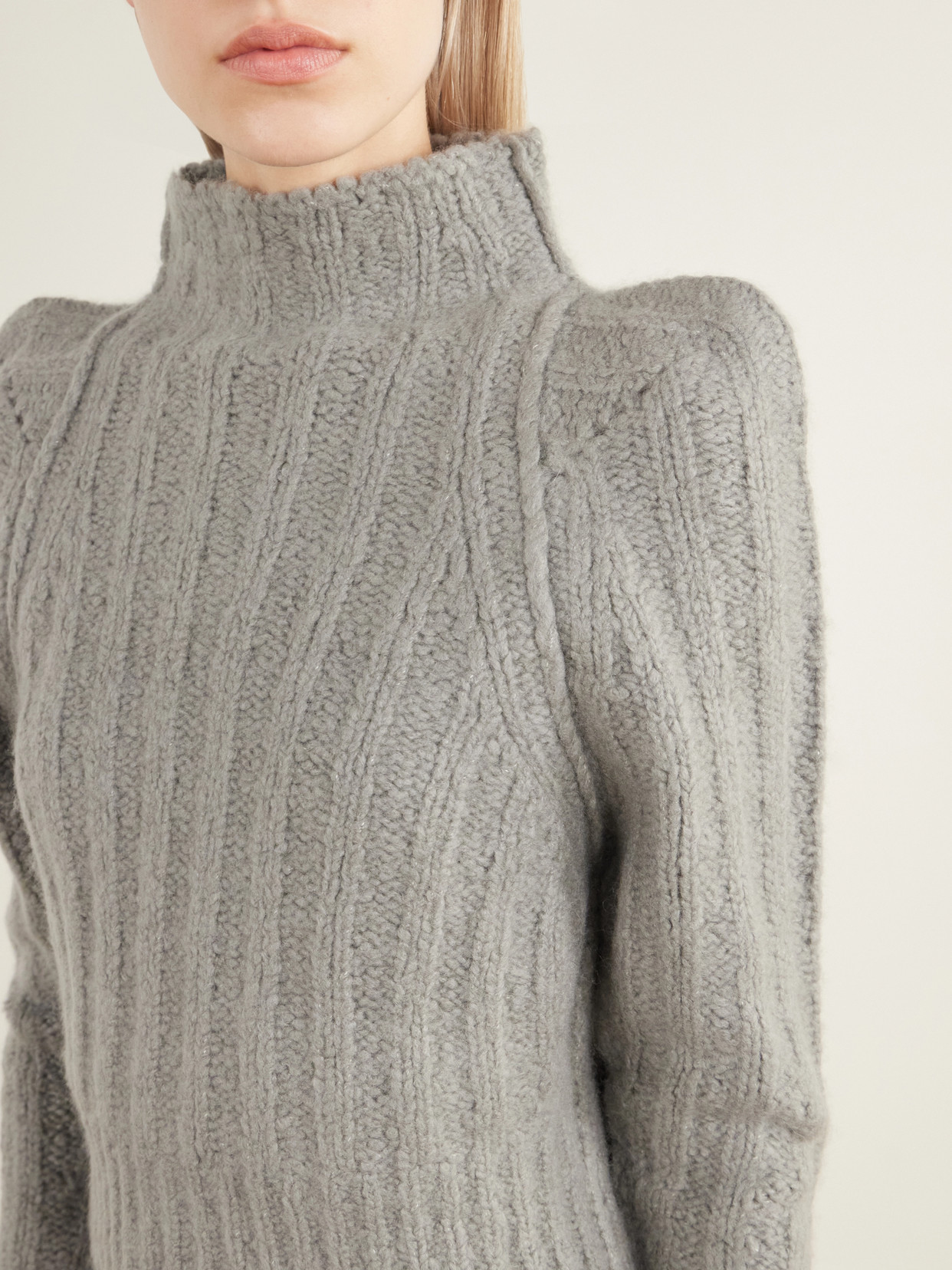 Cropped Ribbed Cashmere And Silk-Blend Turtleneck Sweater