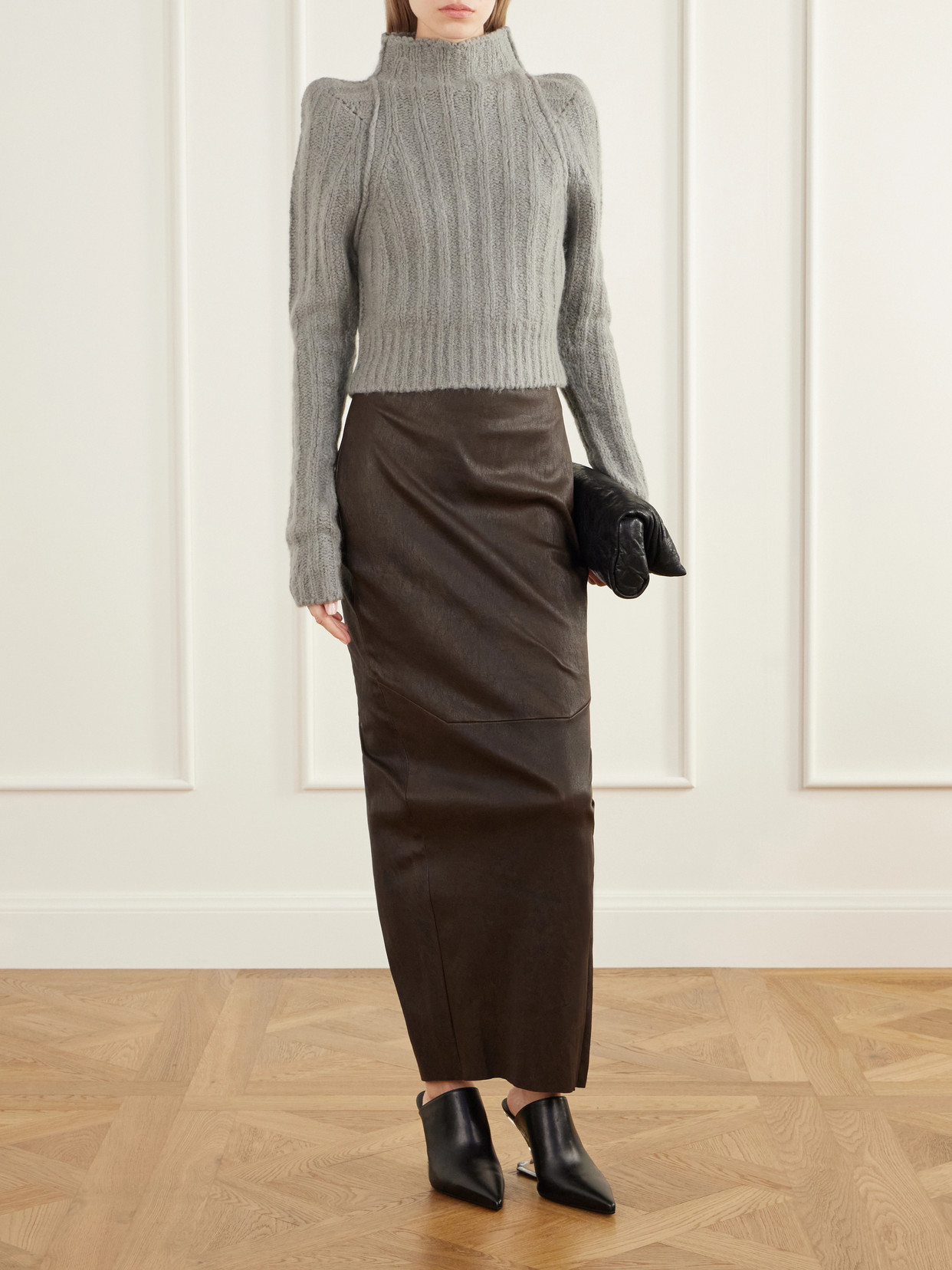 Cropped Ribbed Cashmere And Silk-Blend Turtleneck Sweater