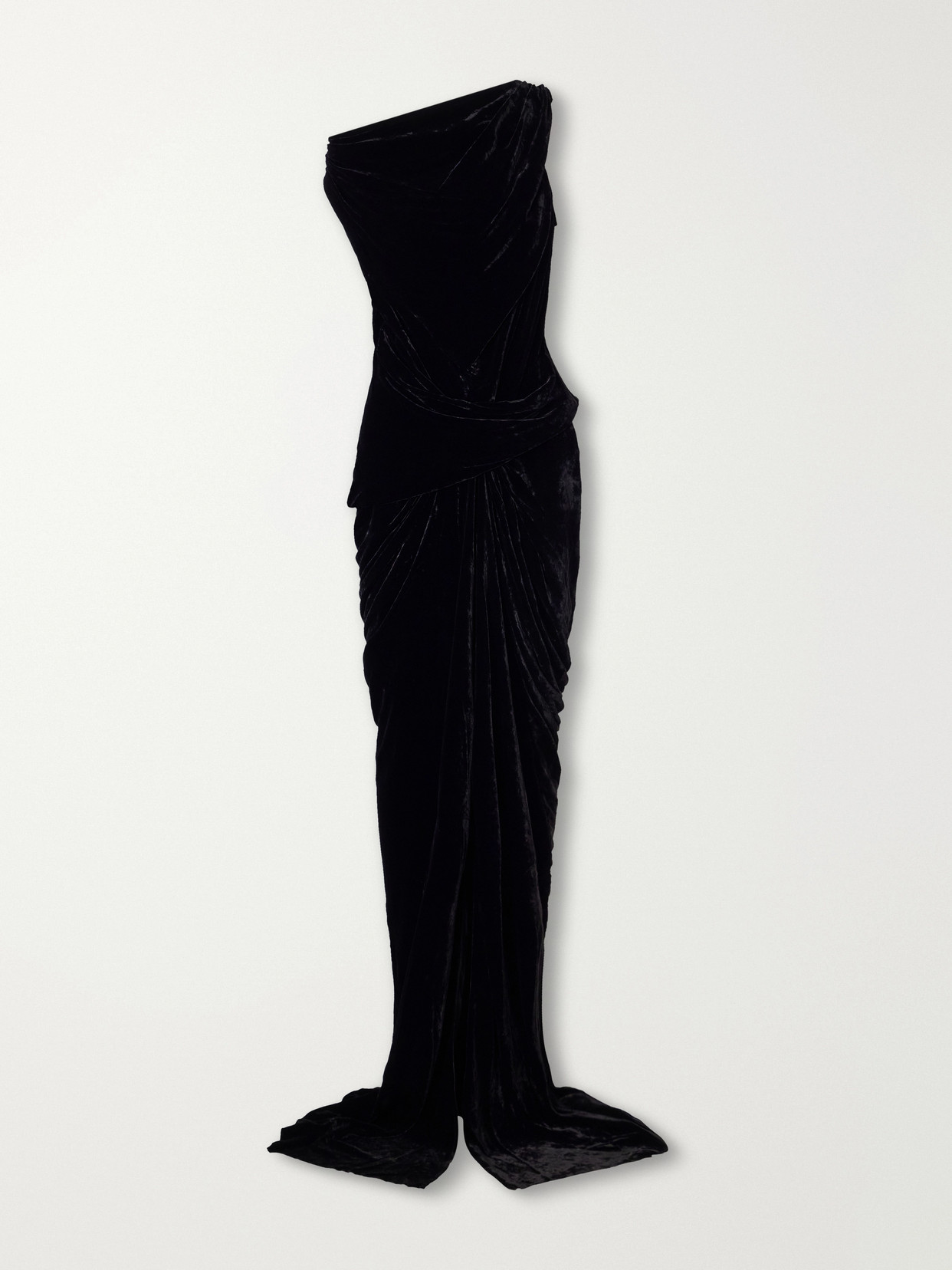 Rick Owens Strutter Draped Velvet Gown In Black