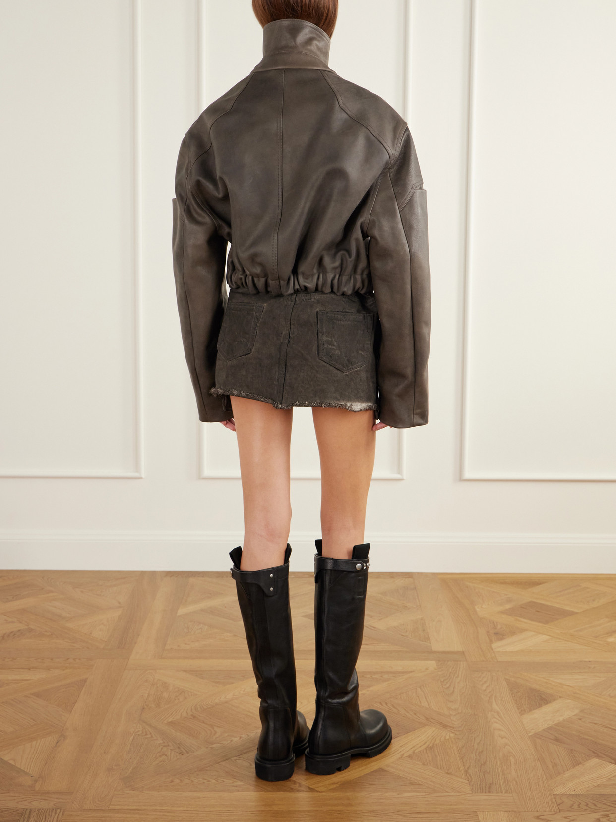 Cropped Funnel-Neck Jacket