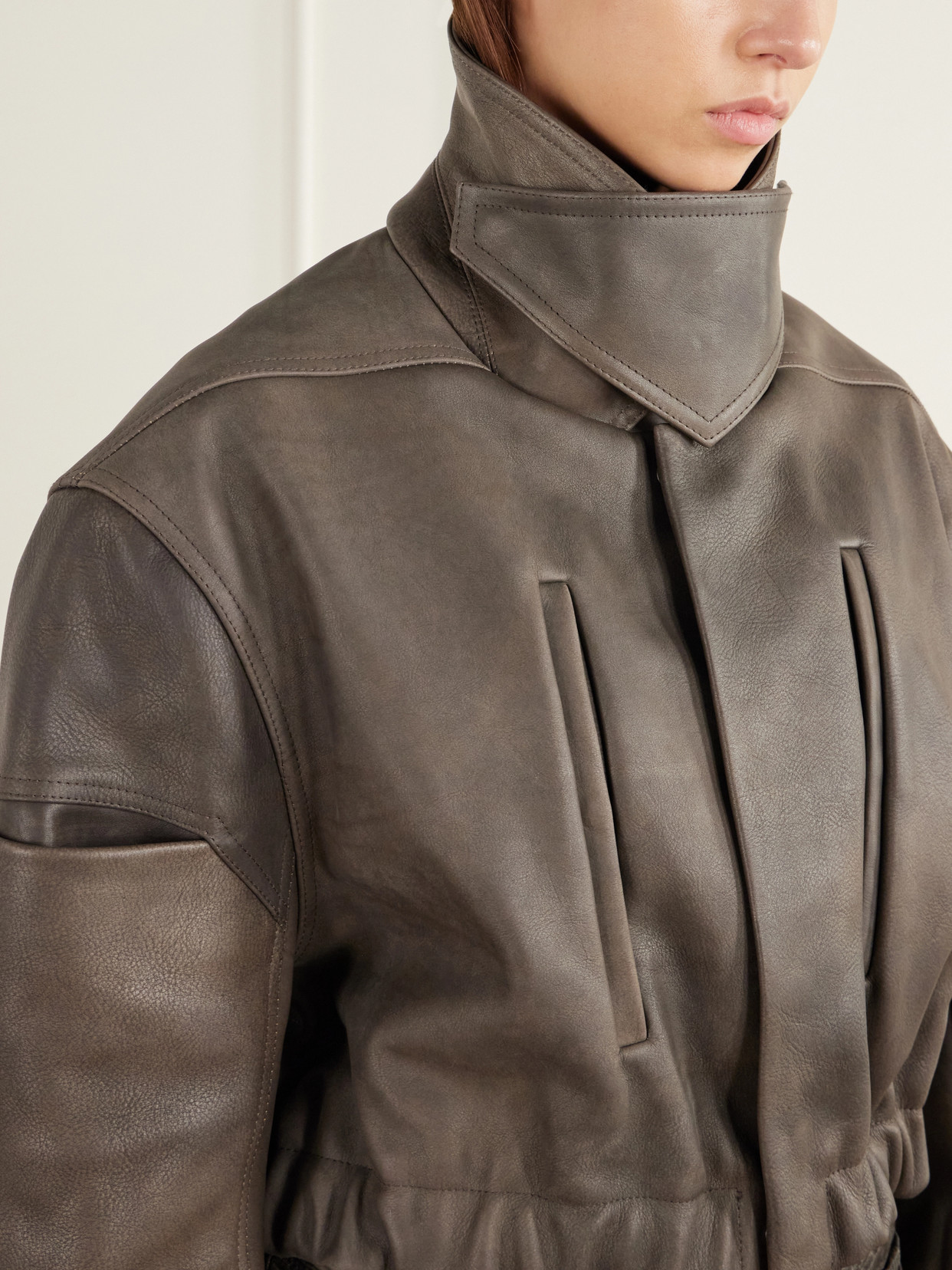 Cropped Funnel-Neck Jacket