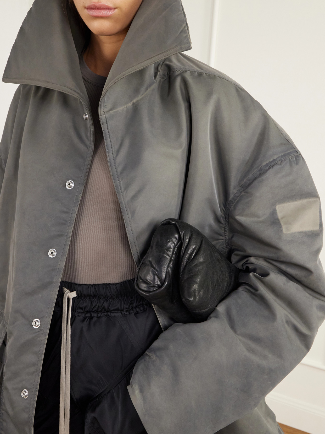 Dracucollar Oversized Distressed Padded Shell Parka