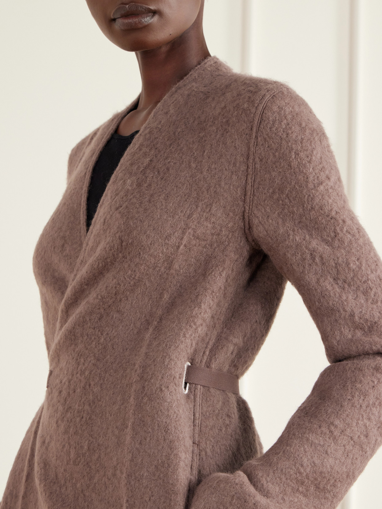Brushed Alpaca And Wool-Blend Wrap Coat
