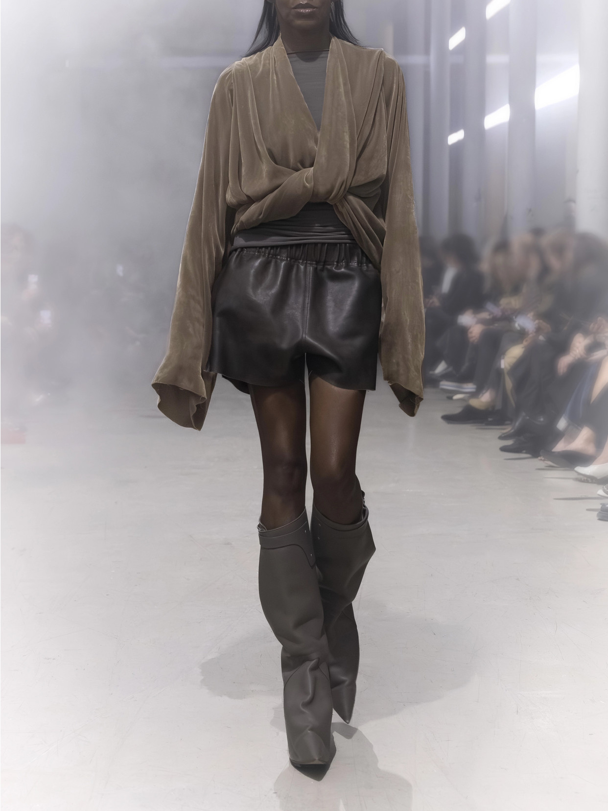 Twist Draped Velvet Crop Blouse