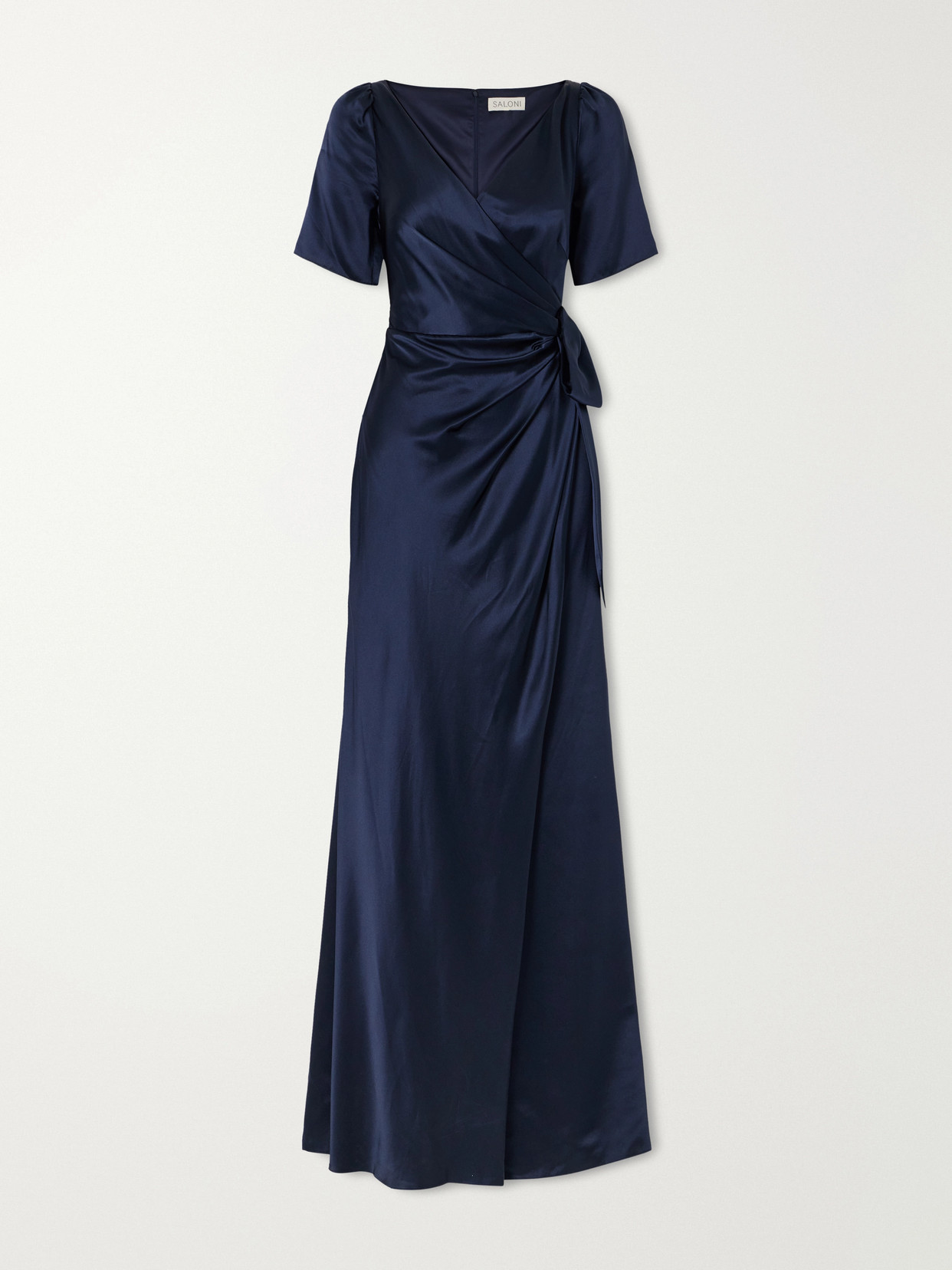 Saloni Marilyn Silk-satin Gown In Blue
