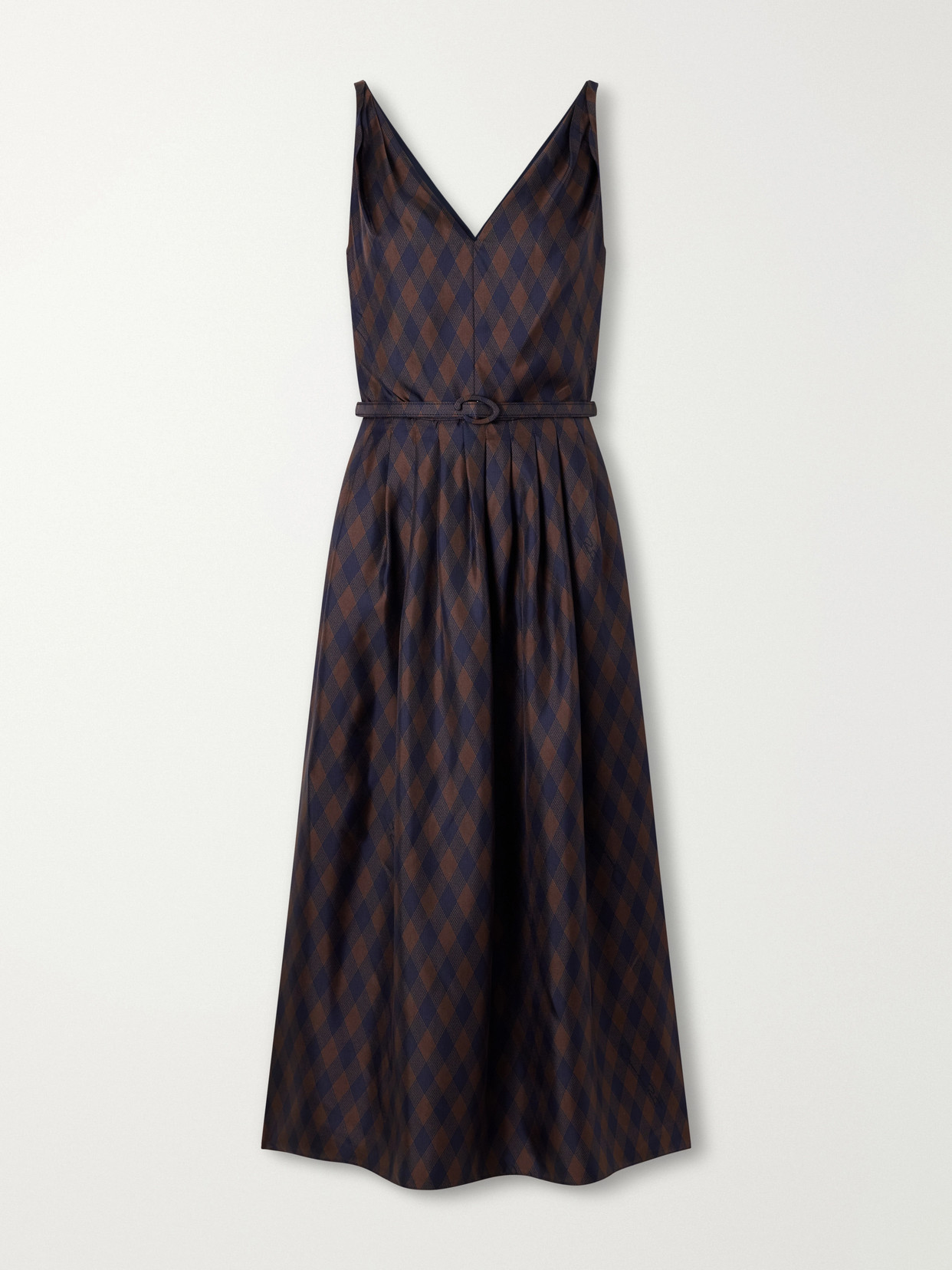 Oscar De La Renta Argyle Silk-twill Midi Dress In Gold