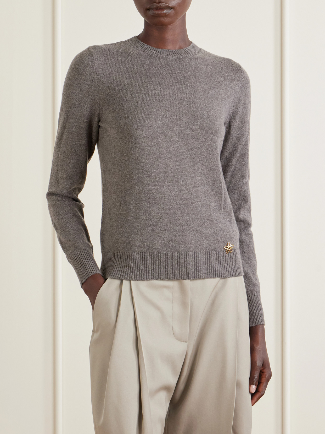 Scarf-Detailed Cashmere Sweater