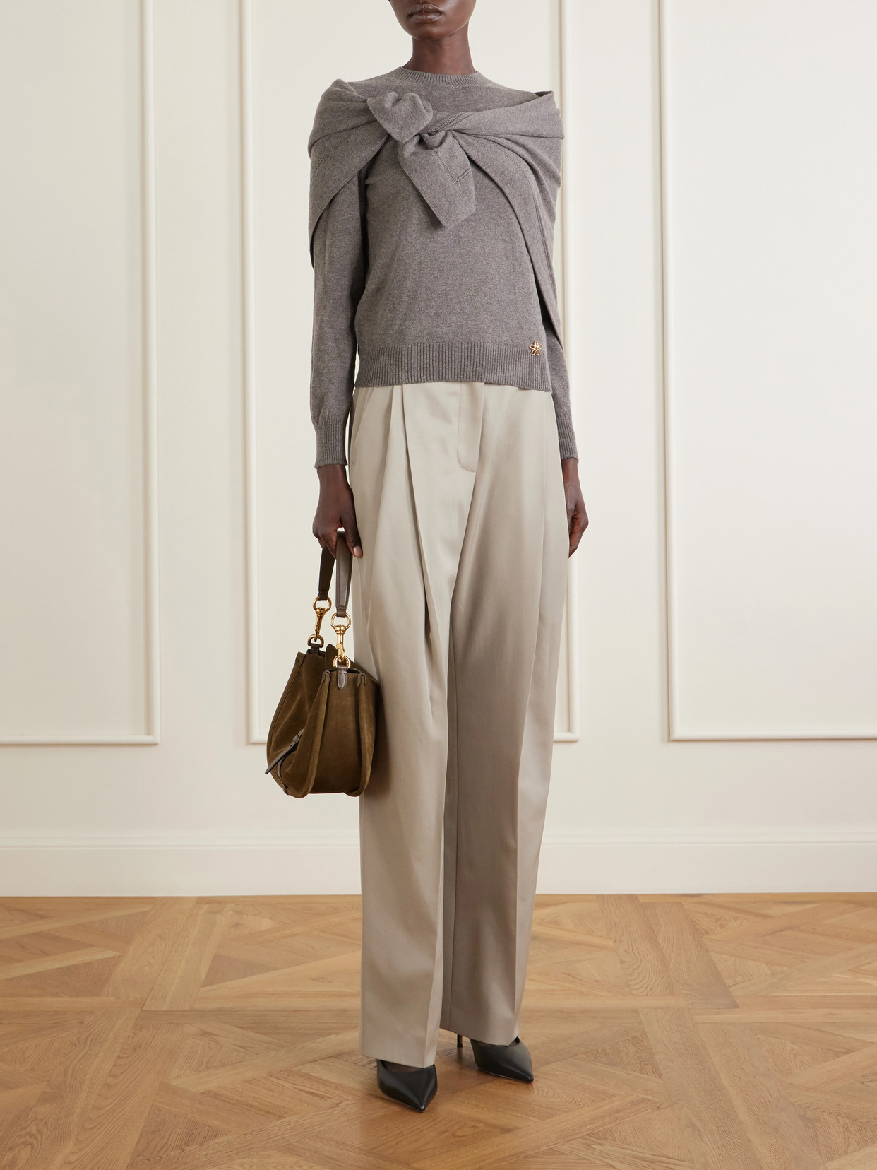 Scarf-Detailed Cashmere Sweater